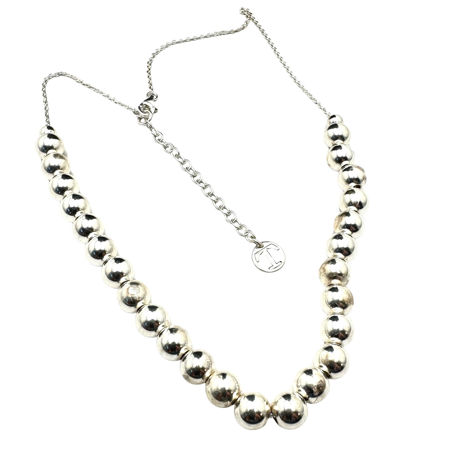 Sterling Silver Bead Chain Necklace 16 to 18 Inch Weight 20 Grams: Sterling Silver Bead Chain Necklace 16 to 18 Inch Weight 20 Grams