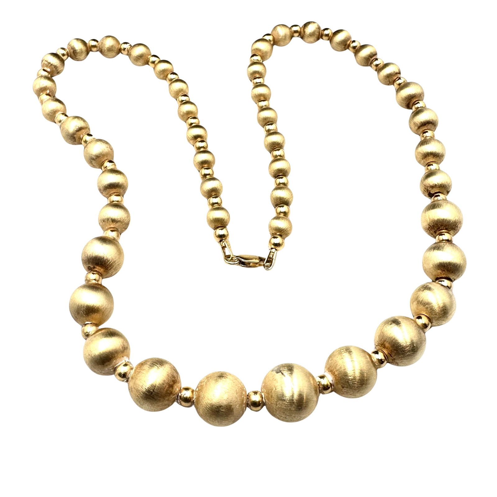 Italy Gold Over Sterling Silver Graduated Bead 20 Inch Necklace 32 Grams: Italy Gold Over Sterling Silver Graduated Bead 20 Inch Necklace 32 Grams