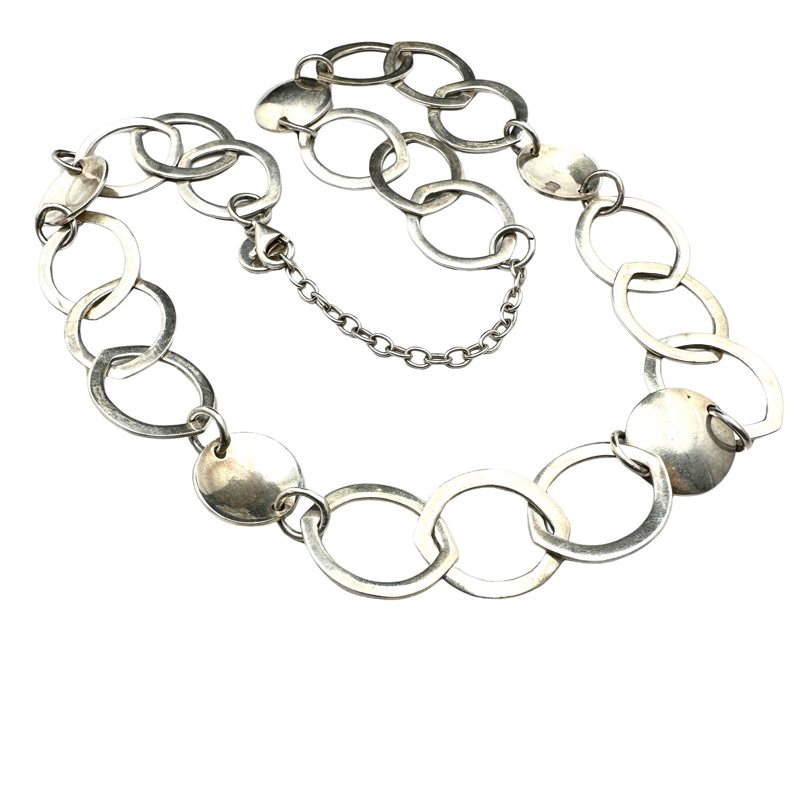 Oval Link Sterling Silver 20 Inch Necklace Weight 50 Grams: Oval Link Sterling Silver 20 Inch Necklace Weight 50 Grams