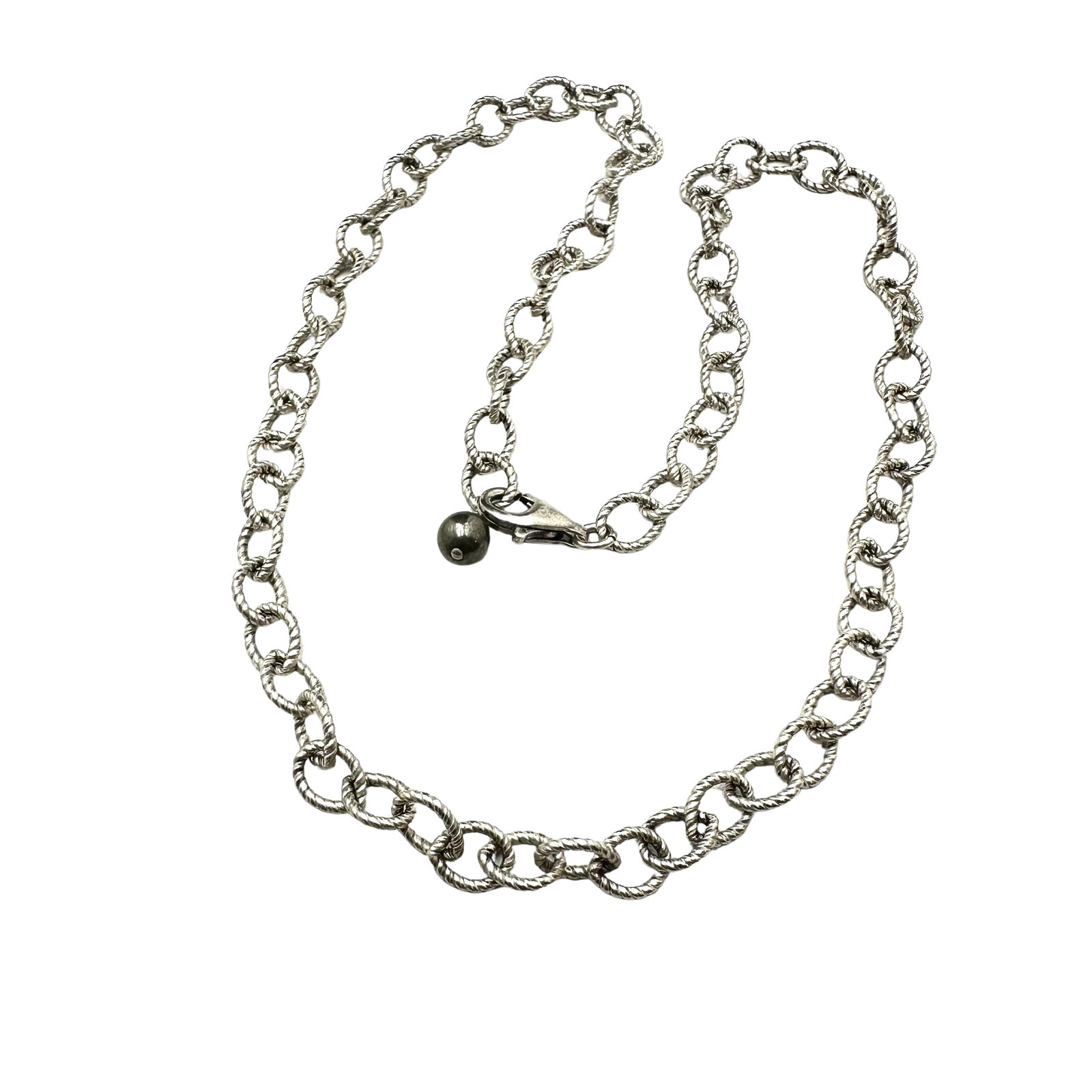 Ribbed Link Sterling Silver Chain 17 Inch 19 Grams Necklace: Ribbed Link Sterling Silver Chain 17 Inch 19 Grams Necklace