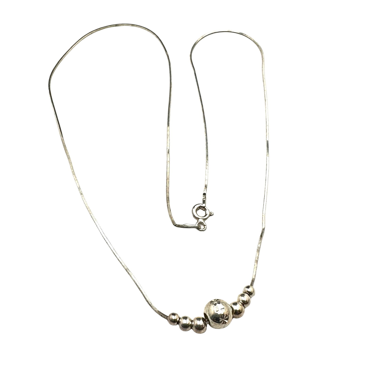 Sterling Silver Bead 16 Inch Chain Necklace: Sterling Silver Bead 16 Inch Chain Necklace