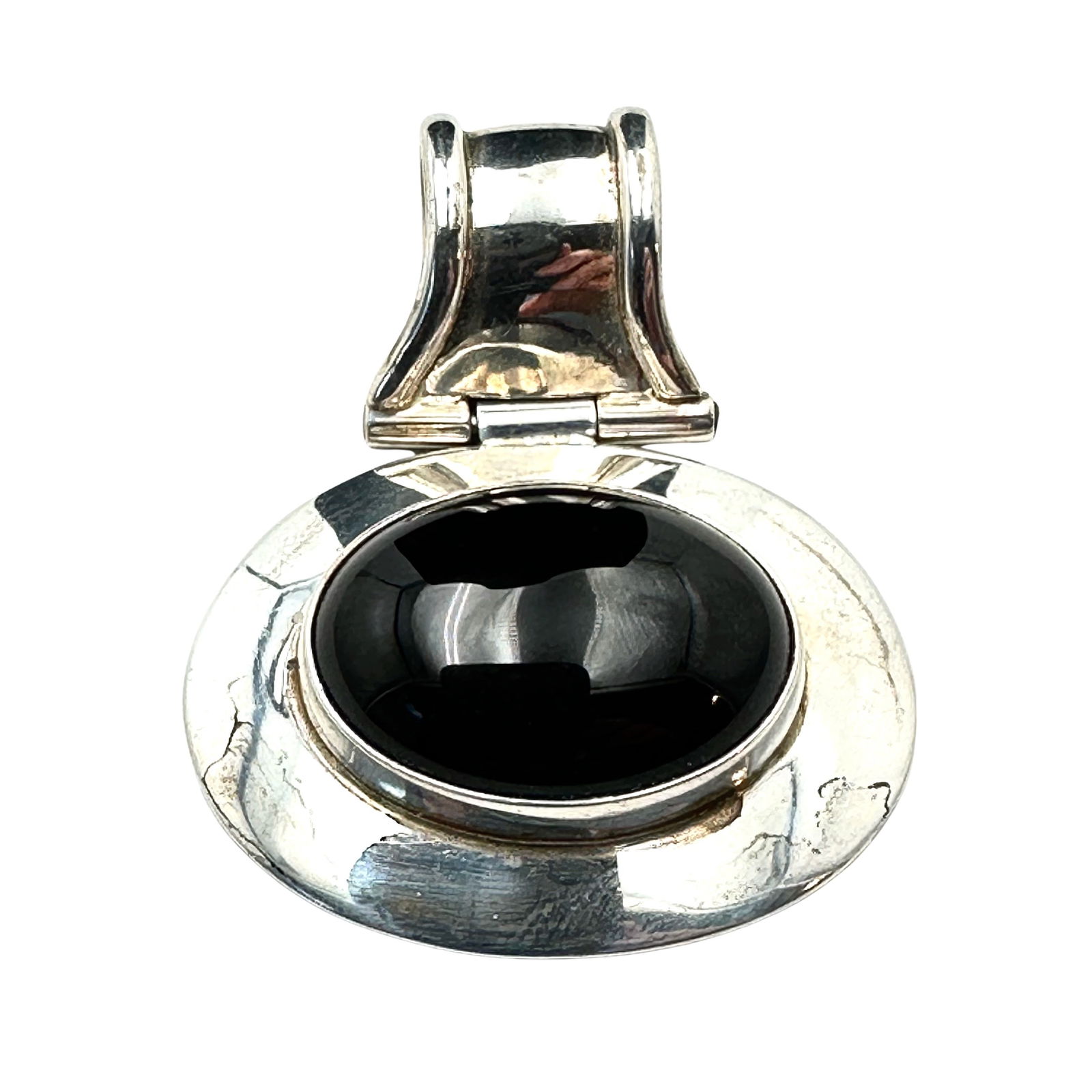 Sterling Silver Black Onyx 2 Inch Pendant 26 Grams: Sterling Silver Black Onyx 2 Inch Pendant 26 Grams