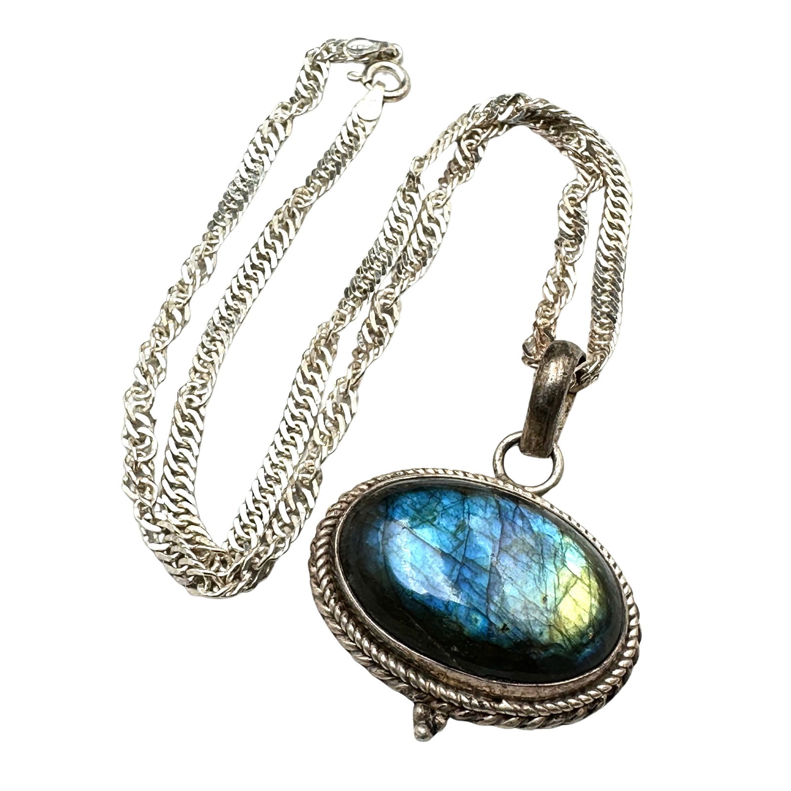 Sterling Silver Labradorite Pendant 16 Inch Chain 23 Grams Necklace (1 of 2)