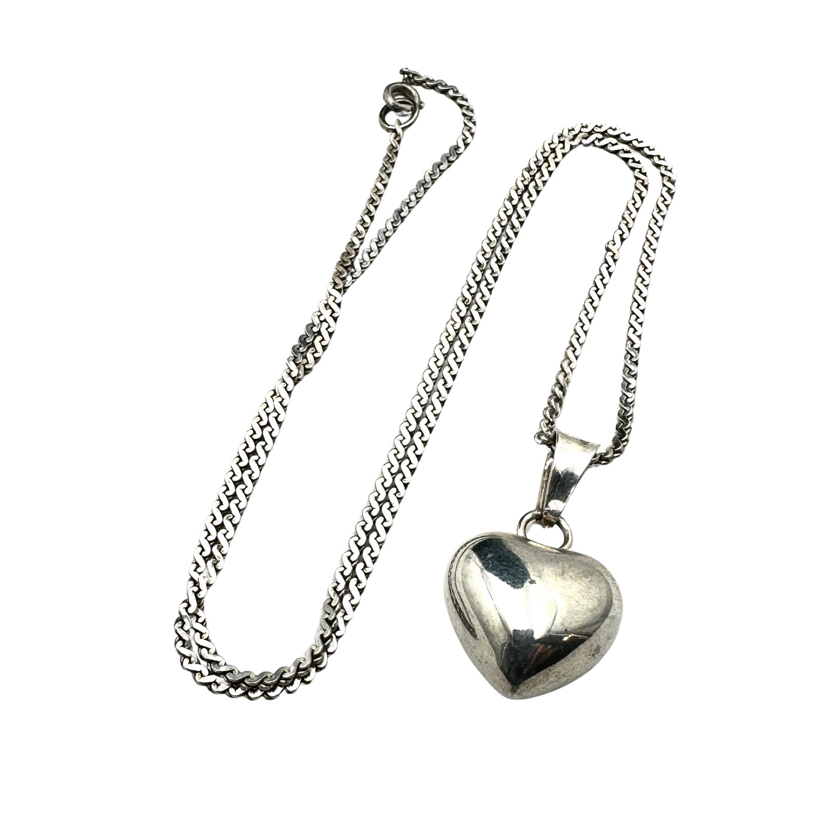 Sterling Silver Heart Chime Pendant 19 Inch Chain Necklace 14 Grams: Sterling Silver Heart Chime Pendant 19 Inch Chain Necklace 14 Grams