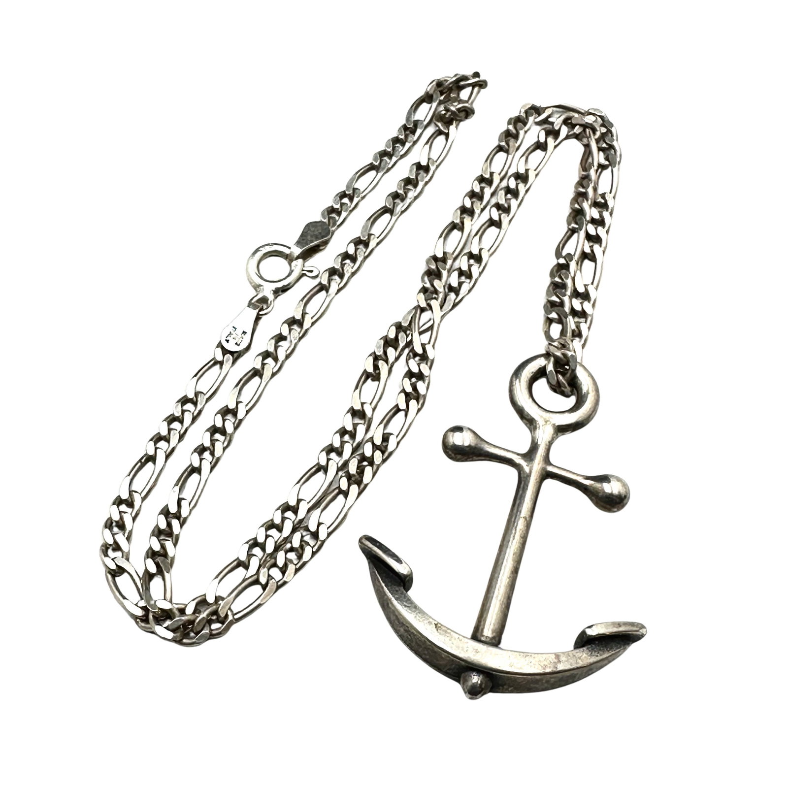 Vintage Anchor Pendant Sterling Silver 16 Inch Chain Necklace 11 Grams: Vintage Anchor Pendant Sterling Silver 16 Inch Chain Necklace 11 Grams