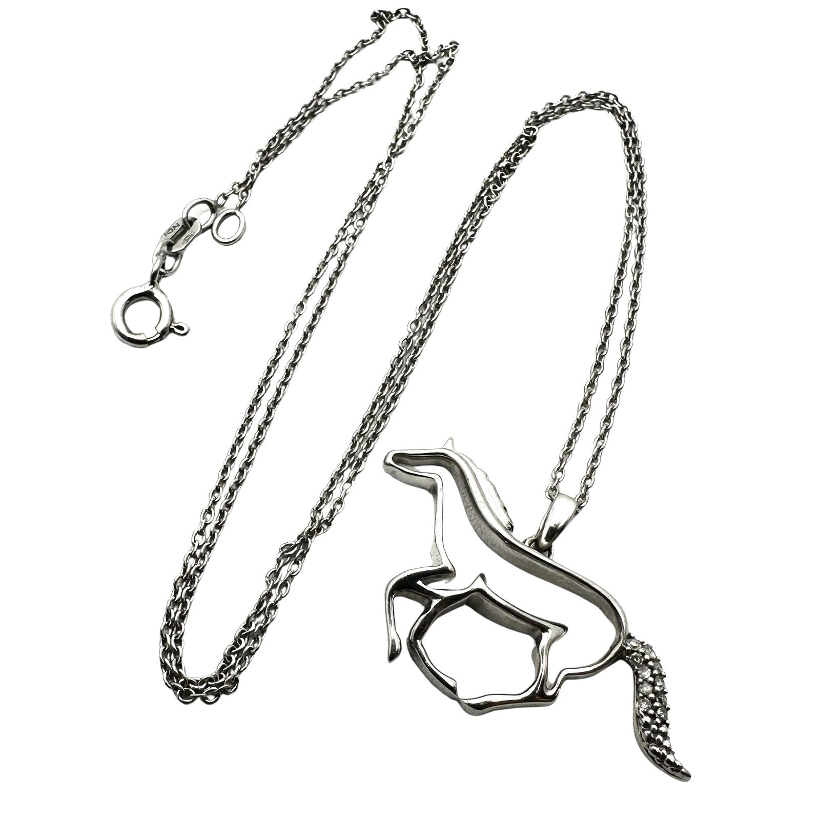 Diamond Horse Pendant Sterling Silver 18 Inch Chain Necklace: Diamond Horse Pendant Sterling Silver 18 Inch Chain Necklace