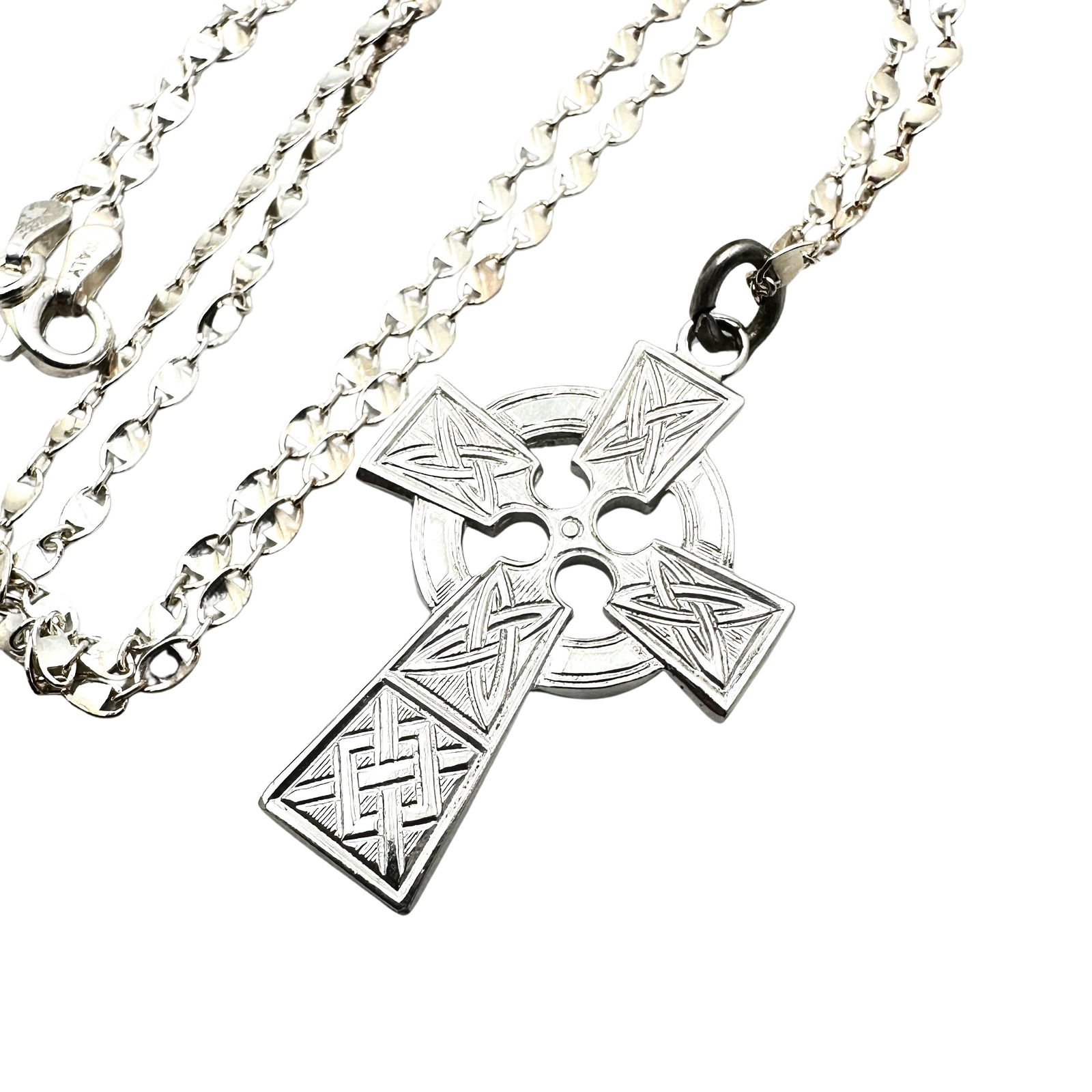 Celtic Irish Cross Pendant Sterling Silver 18 Inch Necklace 9 Grams (1 of 2)