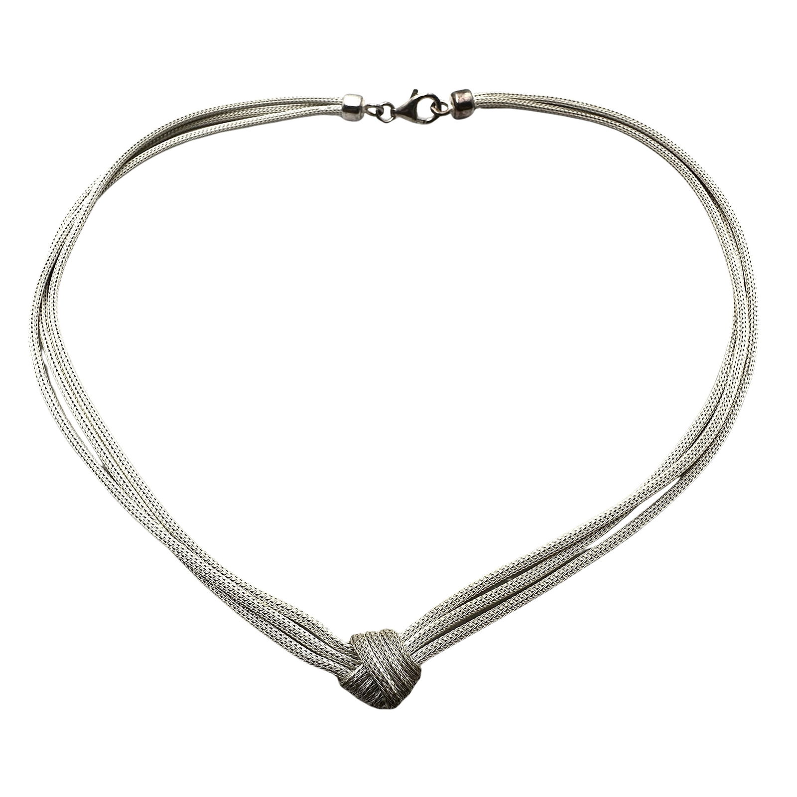 Multi Strand Mesh Sterling Silver Knot Necklace 16 Inch 15 Grams (1 of 2)