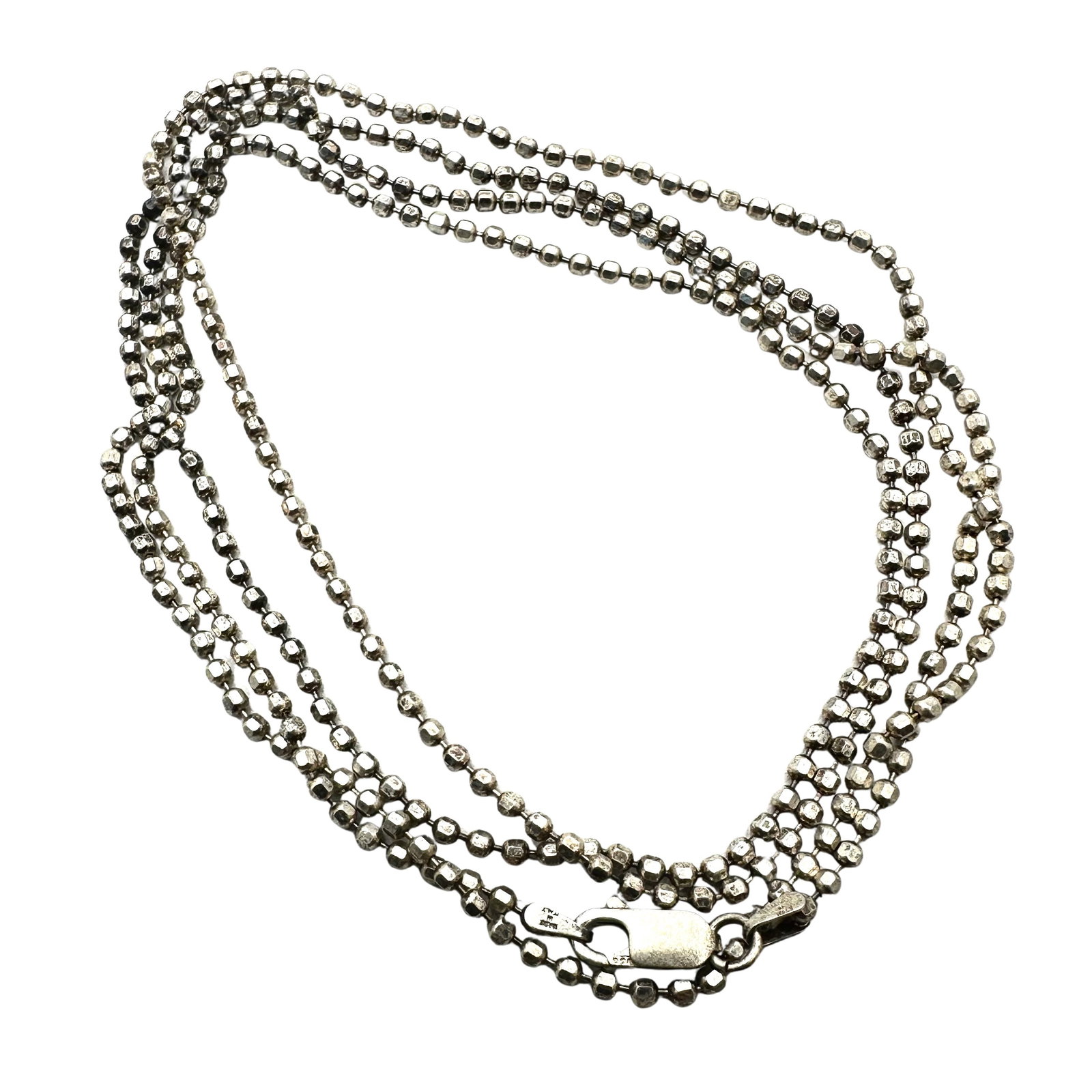 38 Inch Extra Long Popcorn Chain Sterling Silver Necklace 12 Grams: 39 Inch Extra Long Popcorn Chain Sterling Silver Necklace 12 Grams