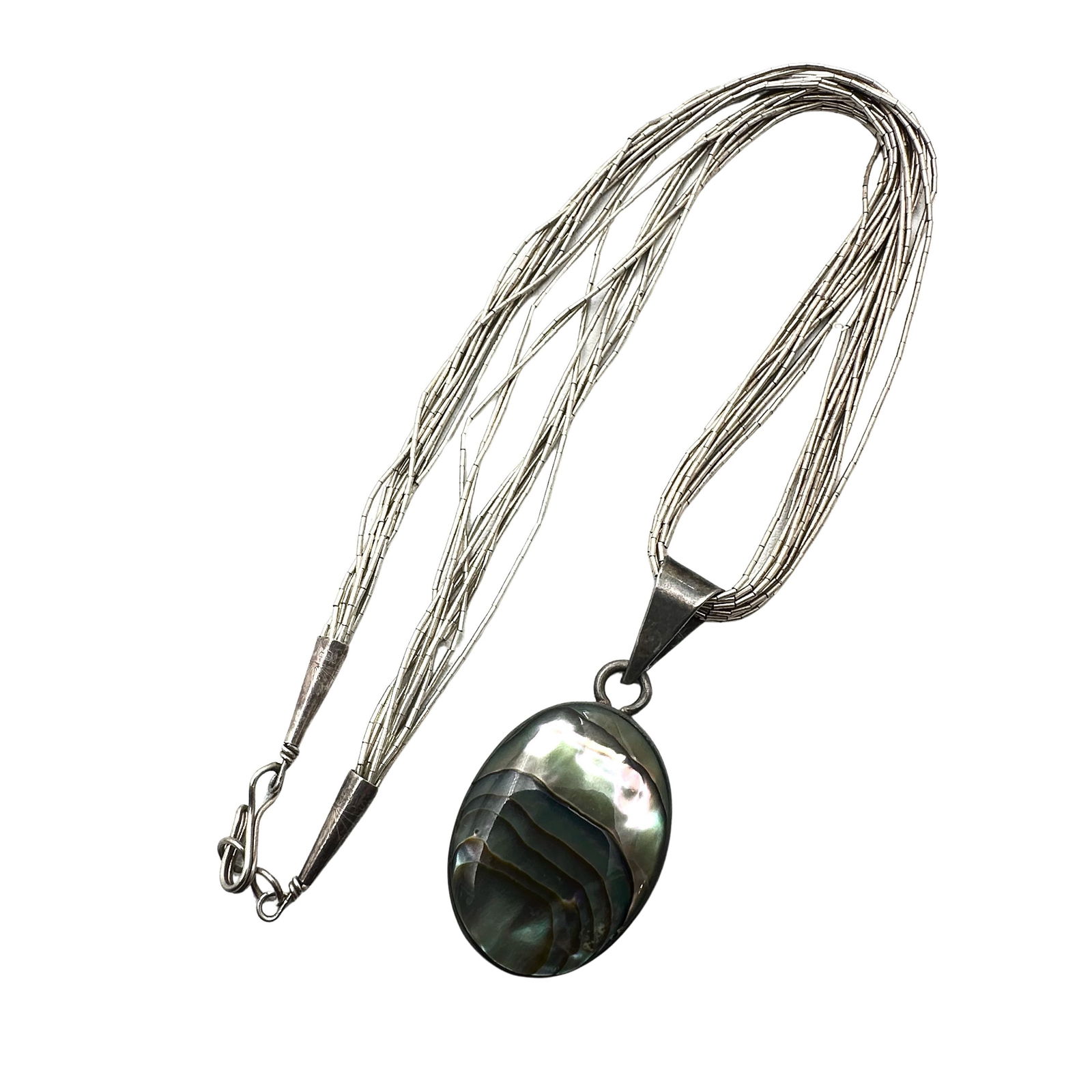 Abalone Pendant Liquid Silver Necklace 17 Inch 21 Grams: Abalone Pendant Liquid Silver Necklace 17 Inch 21 Grams