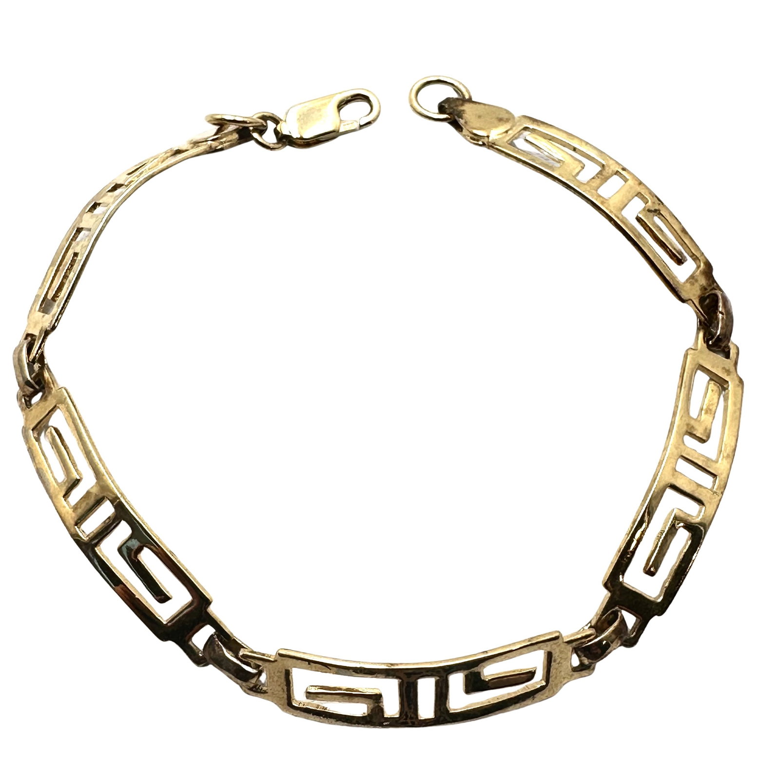 Gold Over Sterling Silver Bracelet Greek Key Design 7.5 Inch 7 Grams: Gold Over Sterling Silver Bracelet Greek Key Design 7.5 Inch 7 Grams