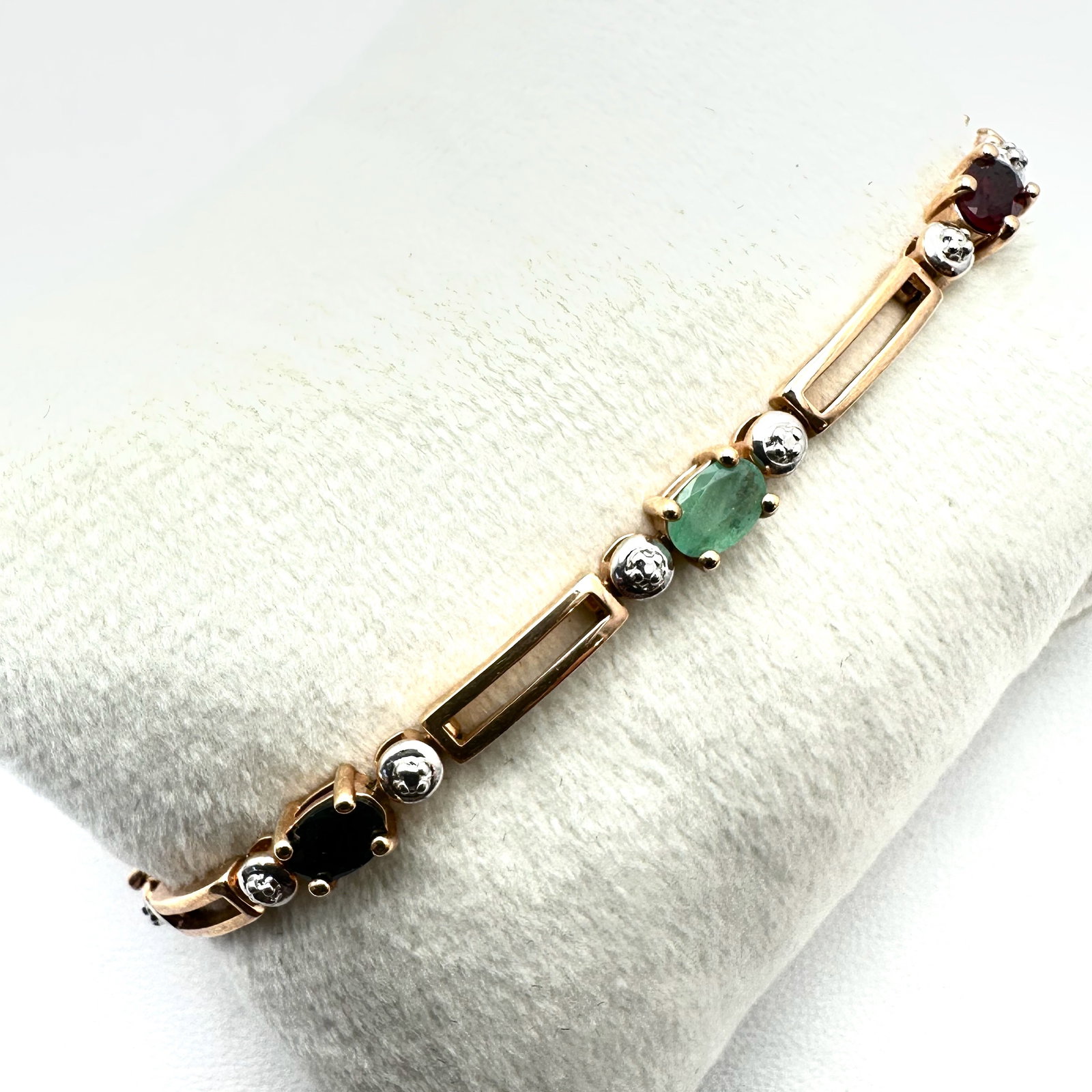 Multi Gemstone Gold Over Sterling Silver Tennis Bracelet 7 Inch 10.4 Grams: Multi Gemstone Gold Over Sterling Silver Tennis Bracelet 7 Inch 10.4 Grams