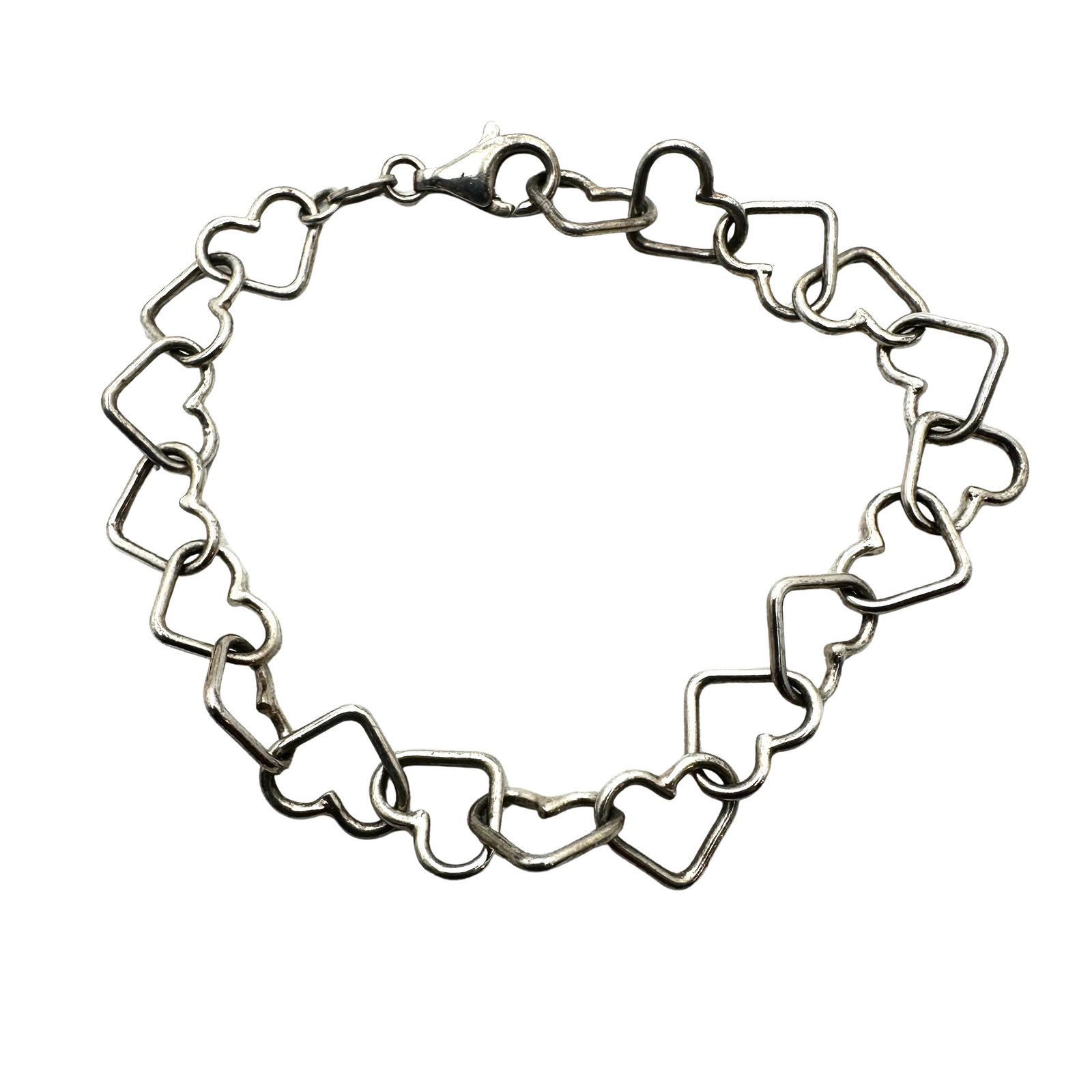 Heart Link Sterling Silver Bracelet 7.5 Inc 8.5 Grams: Heart Link Sterling Silver Bracelet 7.5 Inc 8.5 Grams
