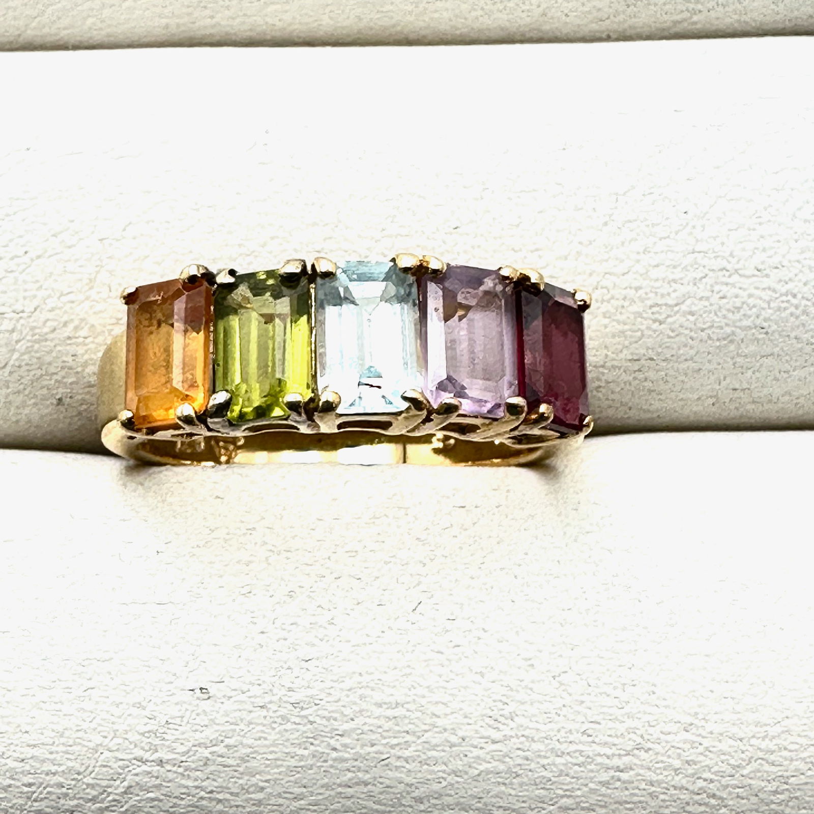 Multi Gemstone Gold Over Sterling Silver Ring Size 8 (1 of 2)