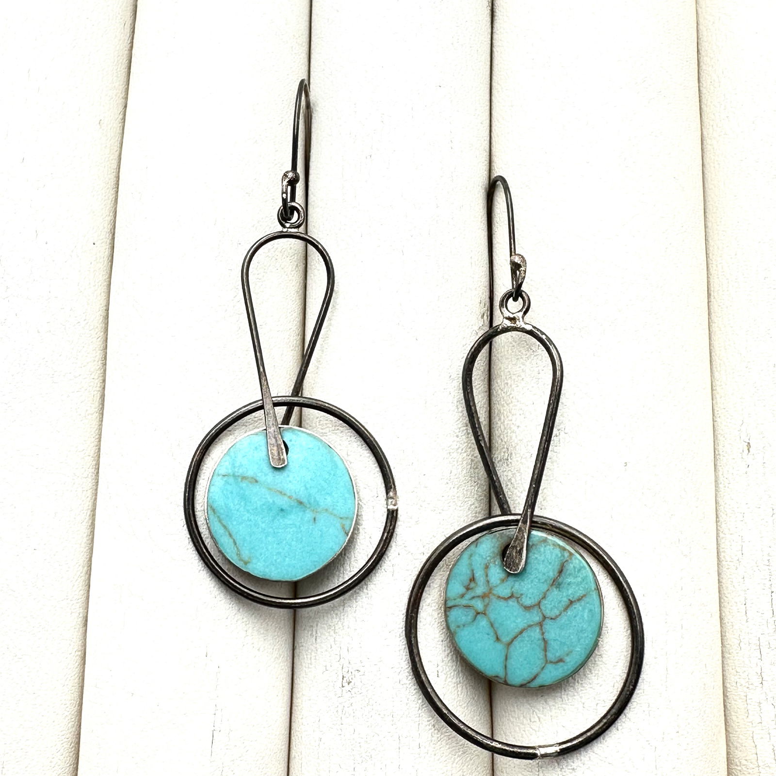 Turquoise Sterling Silver Pierced Chandelier Earrings 2 Inch (1 of 2)