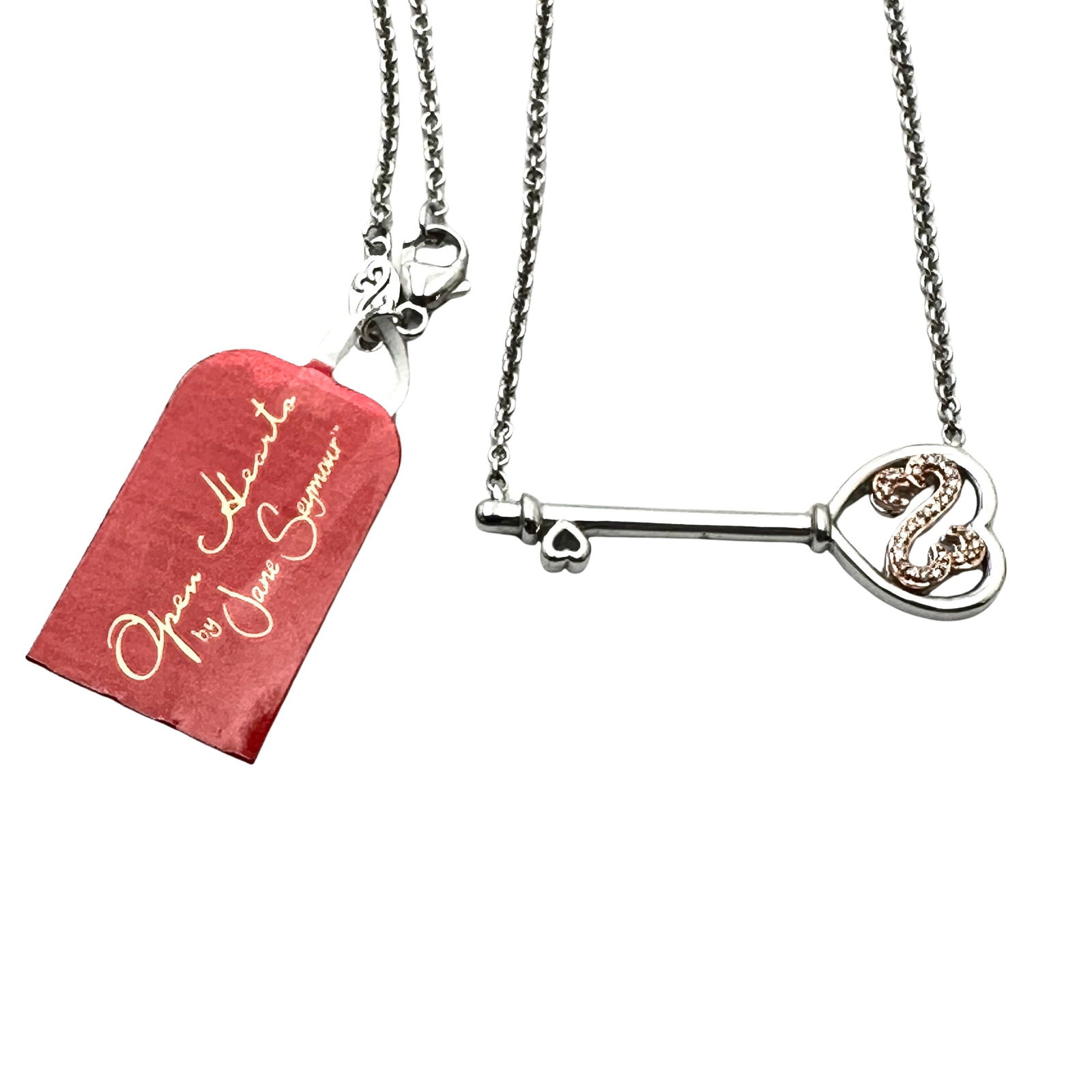 Jane Seymour 10K Gold Sterling Silver Open Hearts Diamond Pendant Necklace 17 Inch: Jane Seymour 10K Gold Sterling Silver Open Hearts Diamond Pendant Necklace 17 Inch