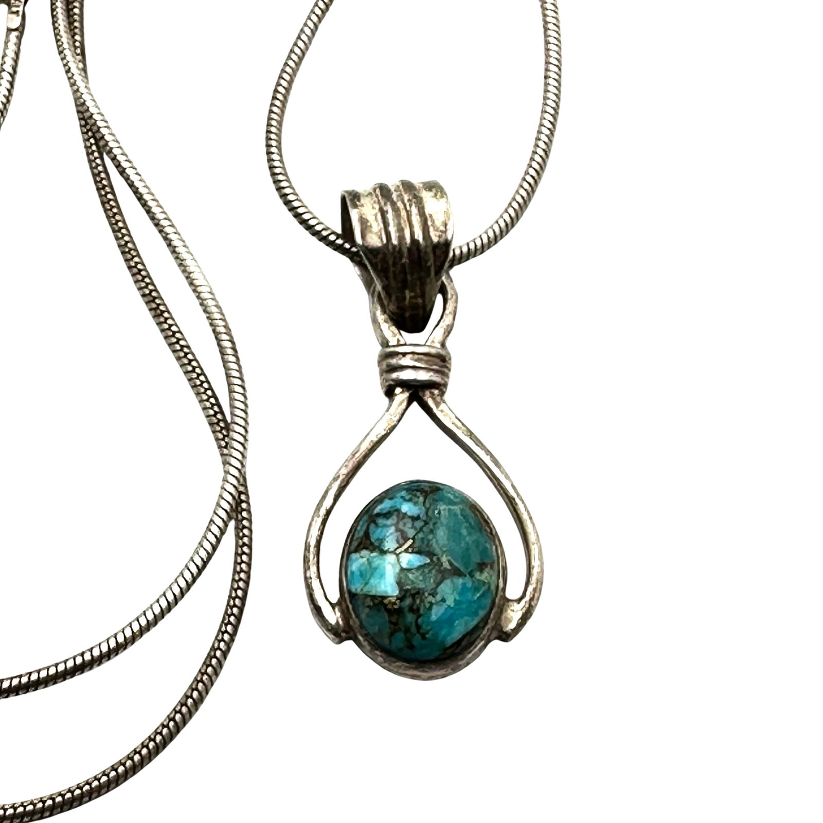 Turquoise Sterling Silver Pendant Necklace 18 Inch Chain: Turquoise Sterling Silver Pendant Necklace 18 Inch Chain