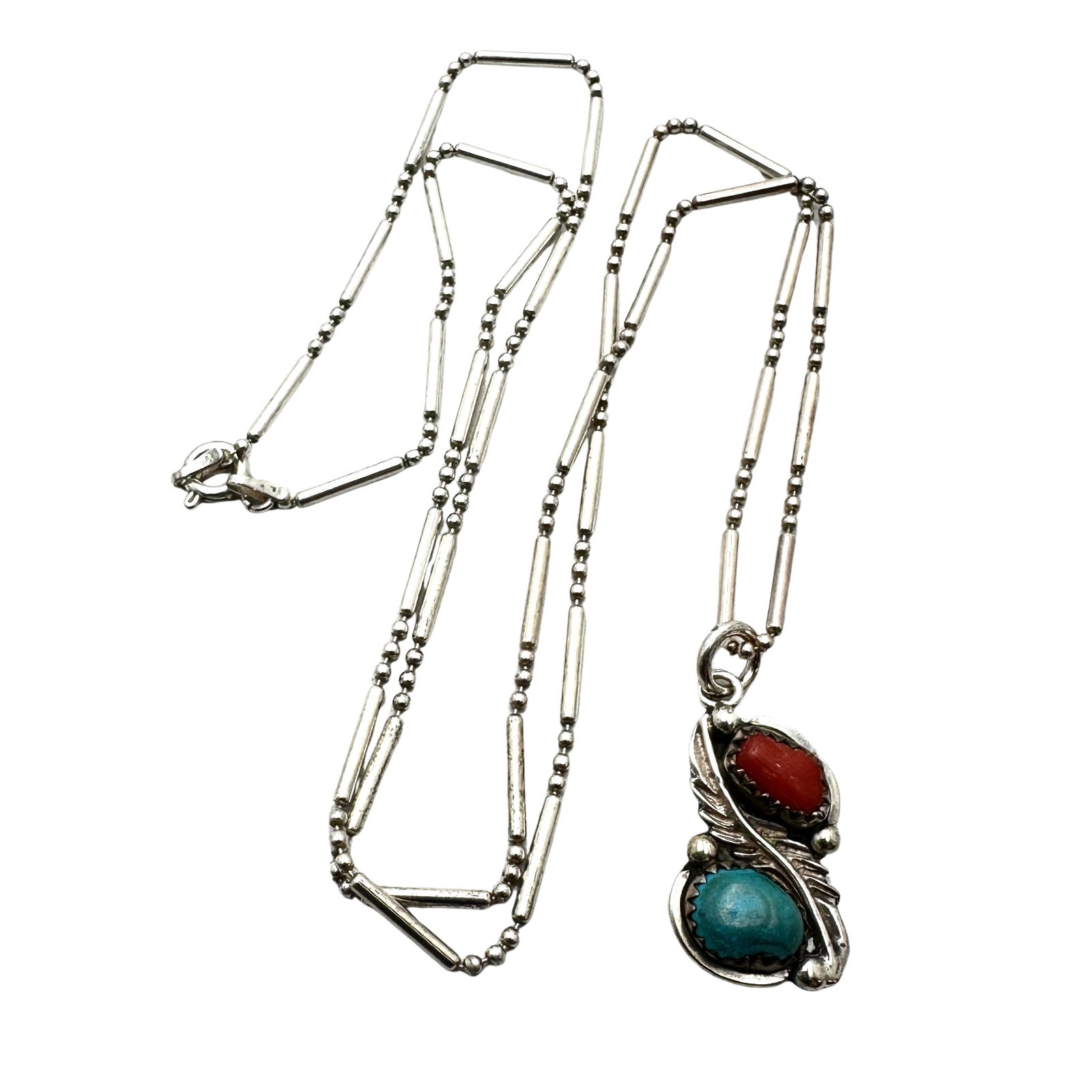 Vintage Native American Hallmarked BY Sterling Silver Turquoise Pendant Necklace 24 Inch Chain: Vintage Native American Hallmarked BY Sterling Silver Turquoise Pendant Necklace 24 Inch Chain