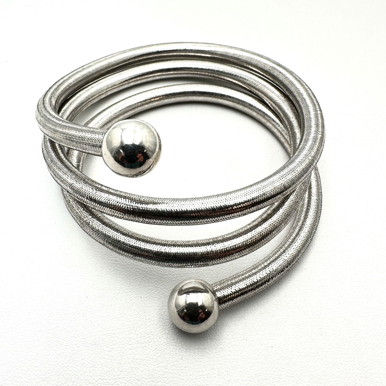 Sterling Silver Coil Bracelet Adjustable Size 49 Grams: Sterling Silver Coil Bracelet Adjustable Size 49 Grams