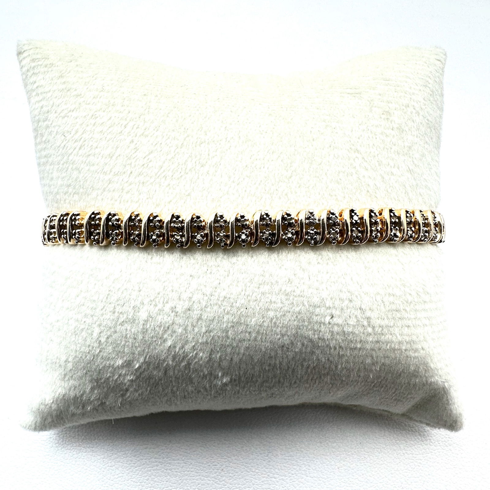 Diamond Gold Over Sterling Silver Bracelet 7.25 Inch Heart Charm 12.7 Grams: Diamond Gold Over Sterling Silver Bracelet 7.25 Inch Heart Charm 12.7 Grams