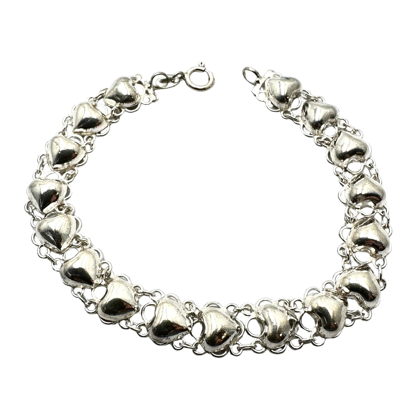 Sterling Silver Heart Bracelet 7 Inch 7.2 Grams: Sterling Silver Heart Bracelet 7 Inch 7.2 Grams