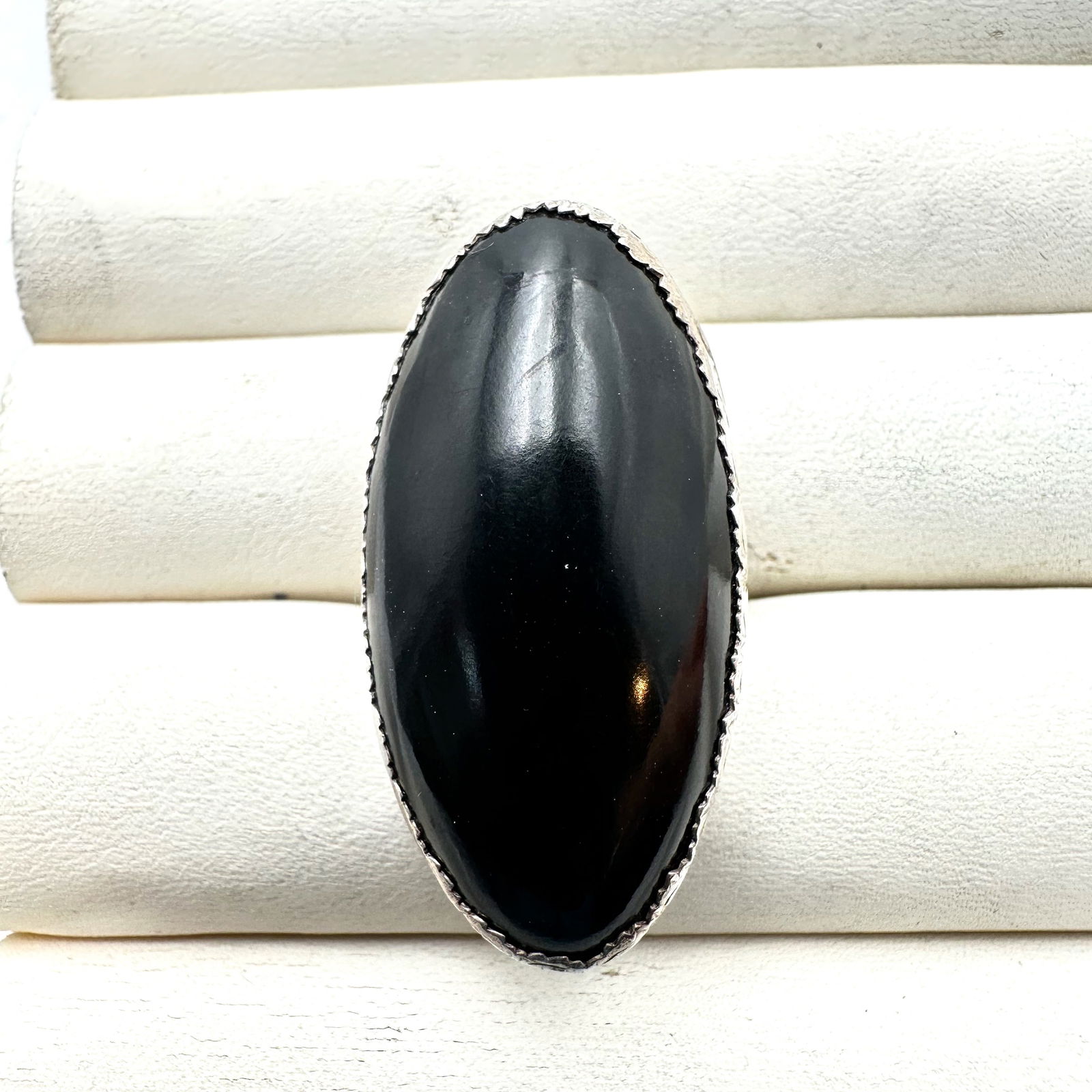 American Southwest Hallmarked S Black Onyx Sterling Silver Statement Ring Size 9 Weight 19 Grams (1 of 3)