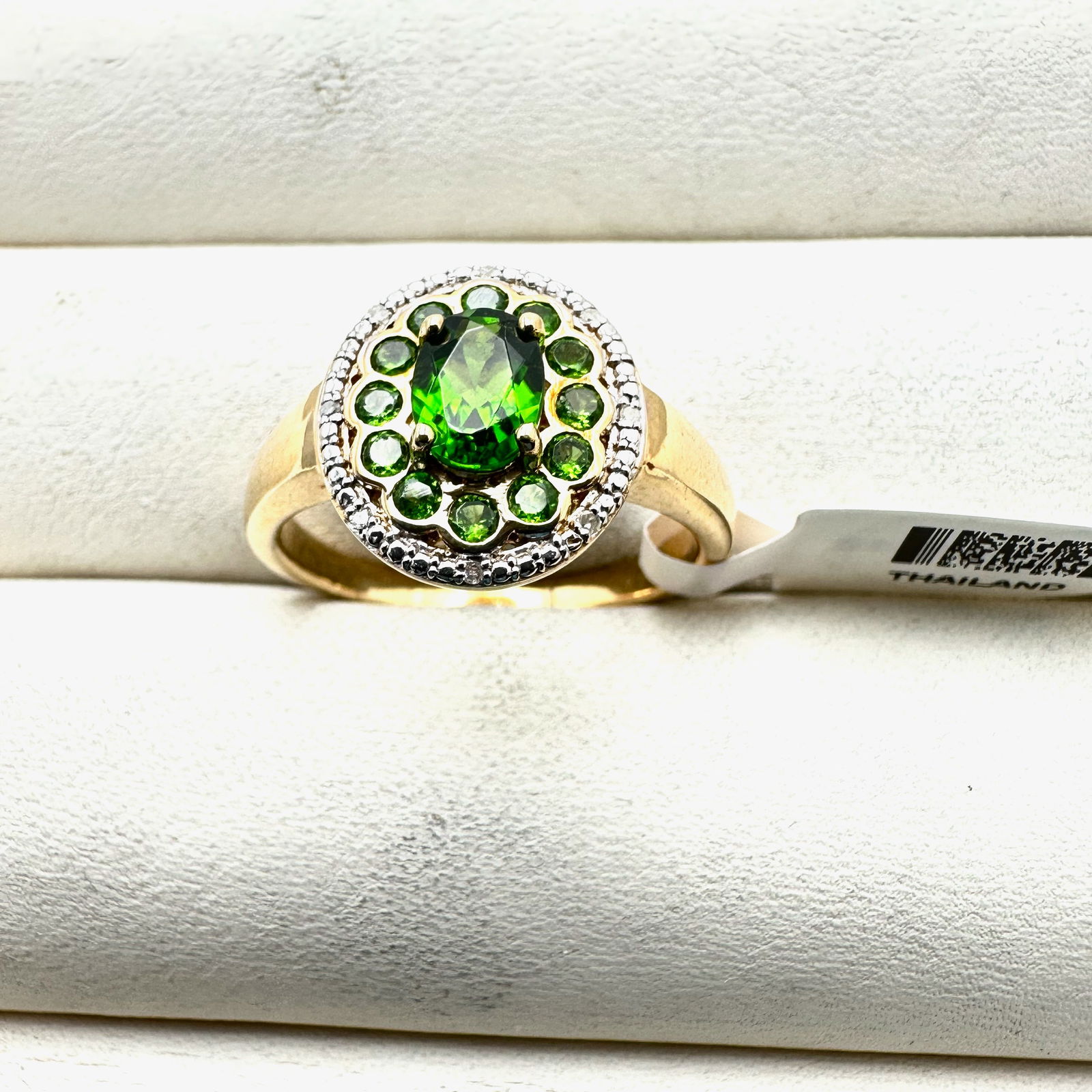 Green Emerald Gold Over Sterling Silver Ring Size 10 Original Tag Attached (1 of 2)