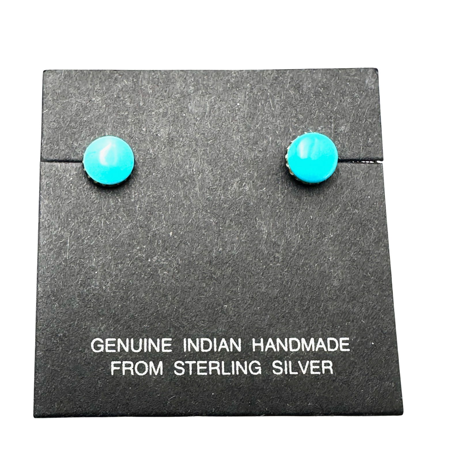 Native American Turquoise Stud Pierced Sterling Silver Earrings Original Card: Native American Turquoise Stud Pierced Sterling Silver Earrings Original Card