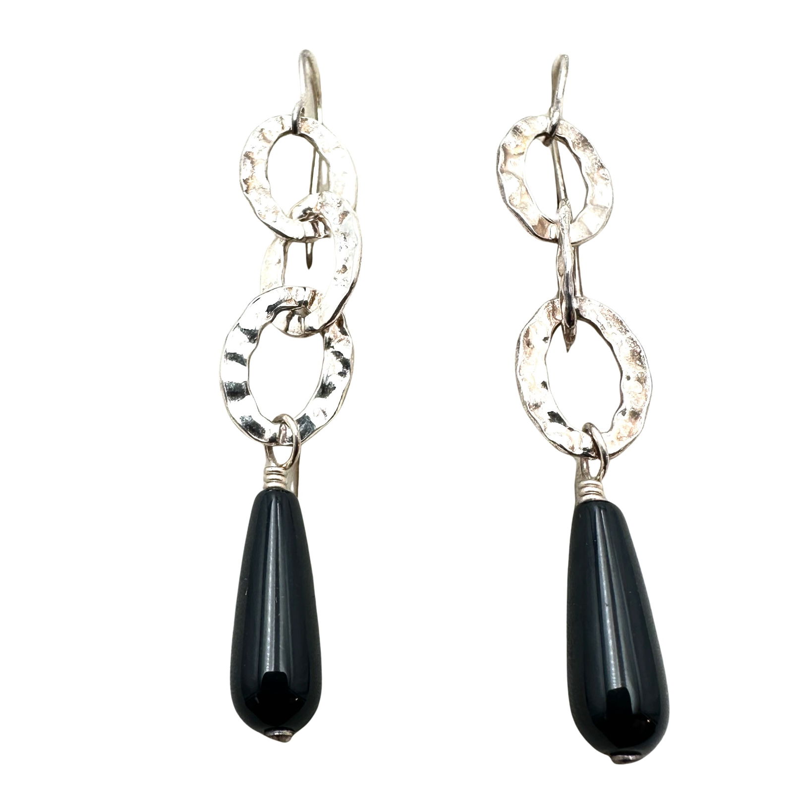 Silpada Black Onyx Drop Sterling Silver Pierced Chandelier Earrings 2.25 Inch (1 of 2)