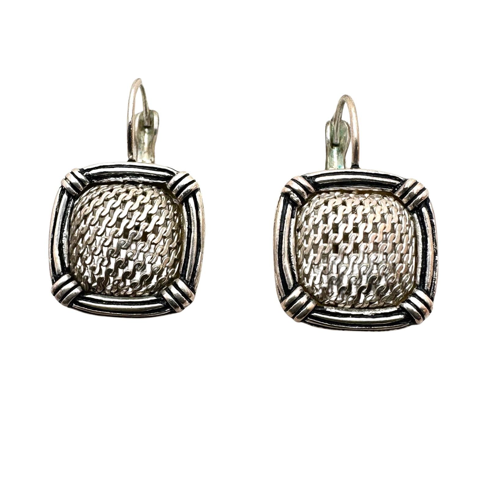Joseph Esposito Mesh Design Pierced Sterling Silver Earrings 1.25 Inch: Joseph Esposito Mesh Design Pierced Sterling Silver Earrings 1.25 Inch