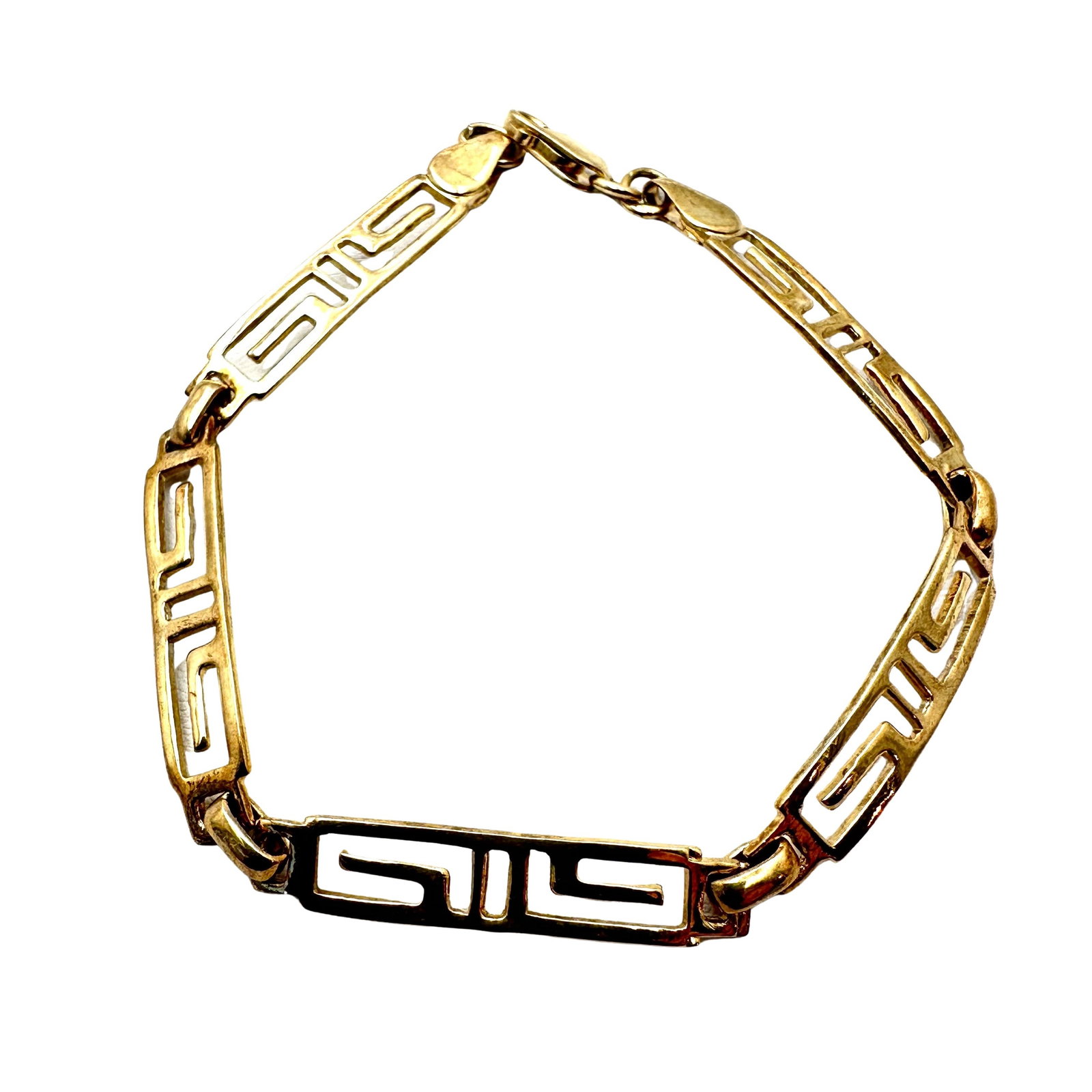 Gold Over Sterling Silver Greek Key Design Bracelet 7.5 Inch Weight 7.25 Grams: Gold Over Sterling Silver Greek Key Design Bracelet 7.5 Inch Weight 7.25 Grams