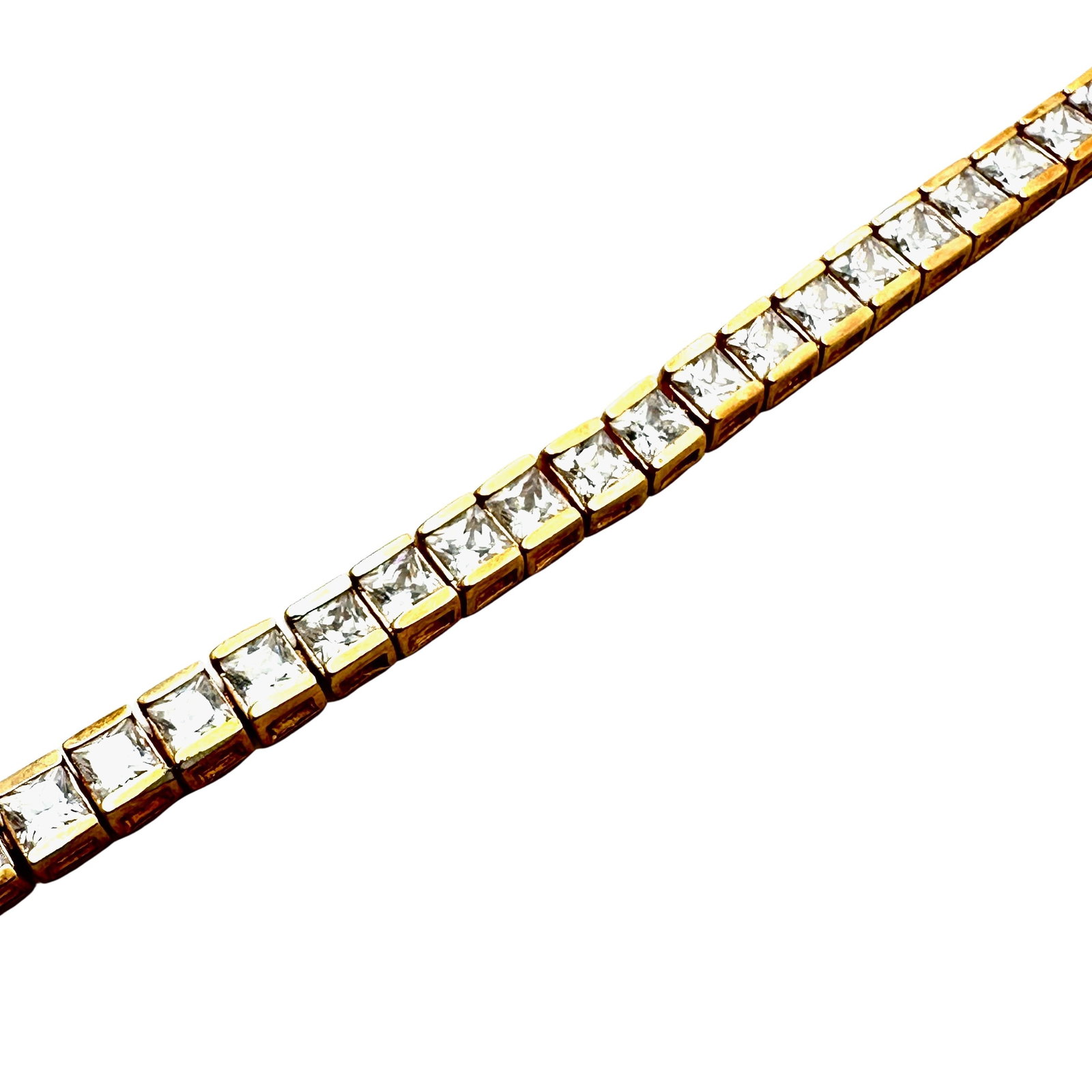 Clear Cubic Zirconia Gold Over Sterling Silver Tennis Bracelet 7 Inch Weight 11.3 Grams: Clear Cubic Zirconia Gold Over Sterling Silver Tennis Bracelet 7 Inch Weight 11.3 Grams