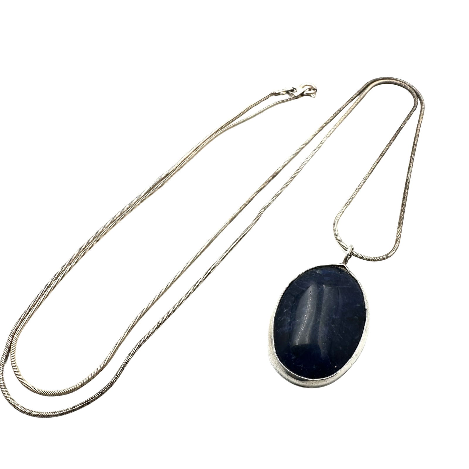 Blue Lapis Lazuli Pendant Sterling Silver Necklace 22 Inch Chain 8.9 Grams (1 of 2)