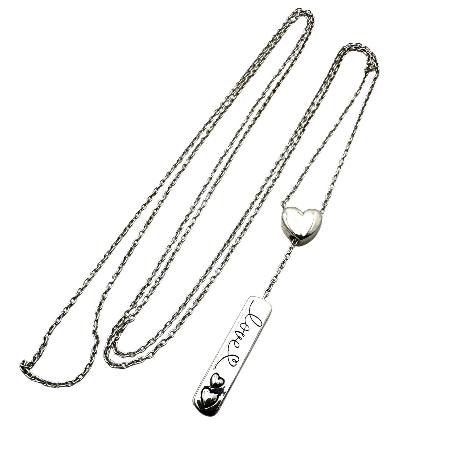 Love Heart Drop Pendant Sterling Silver Necklace 28 Inch 9.2 Grams: Love Heart Drop Pendant Sterling Silver Necklace 28 Inch 9.2 Grams