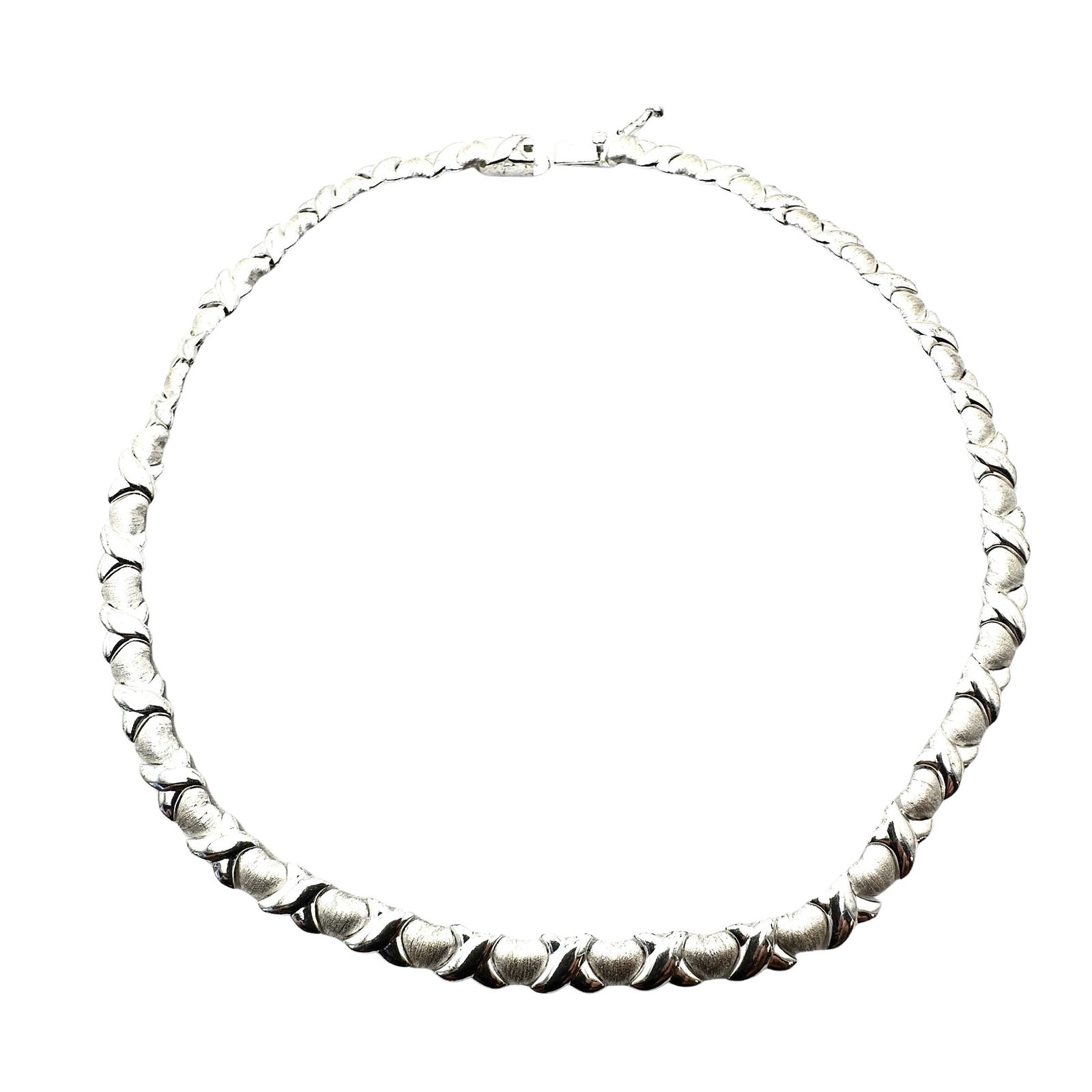 Sterling Silver X & Heart Design Choker Necklace 16 Inch 20 Grams: Sterling Silver X & Heart Design Choker Necklace 16 Inch 20 Grams