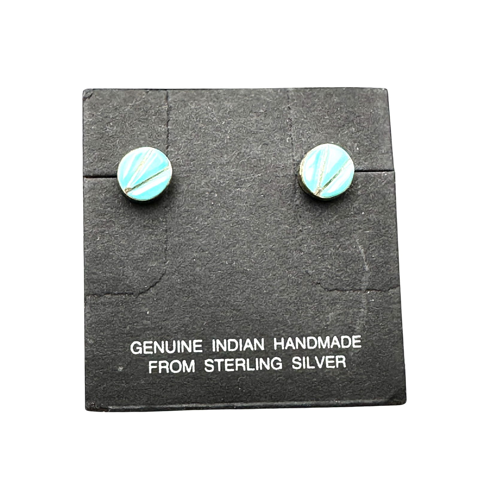 Vintage Native American Sterling Silver Turquoise Pierced Stud Earrings Original Card (1 of 2)