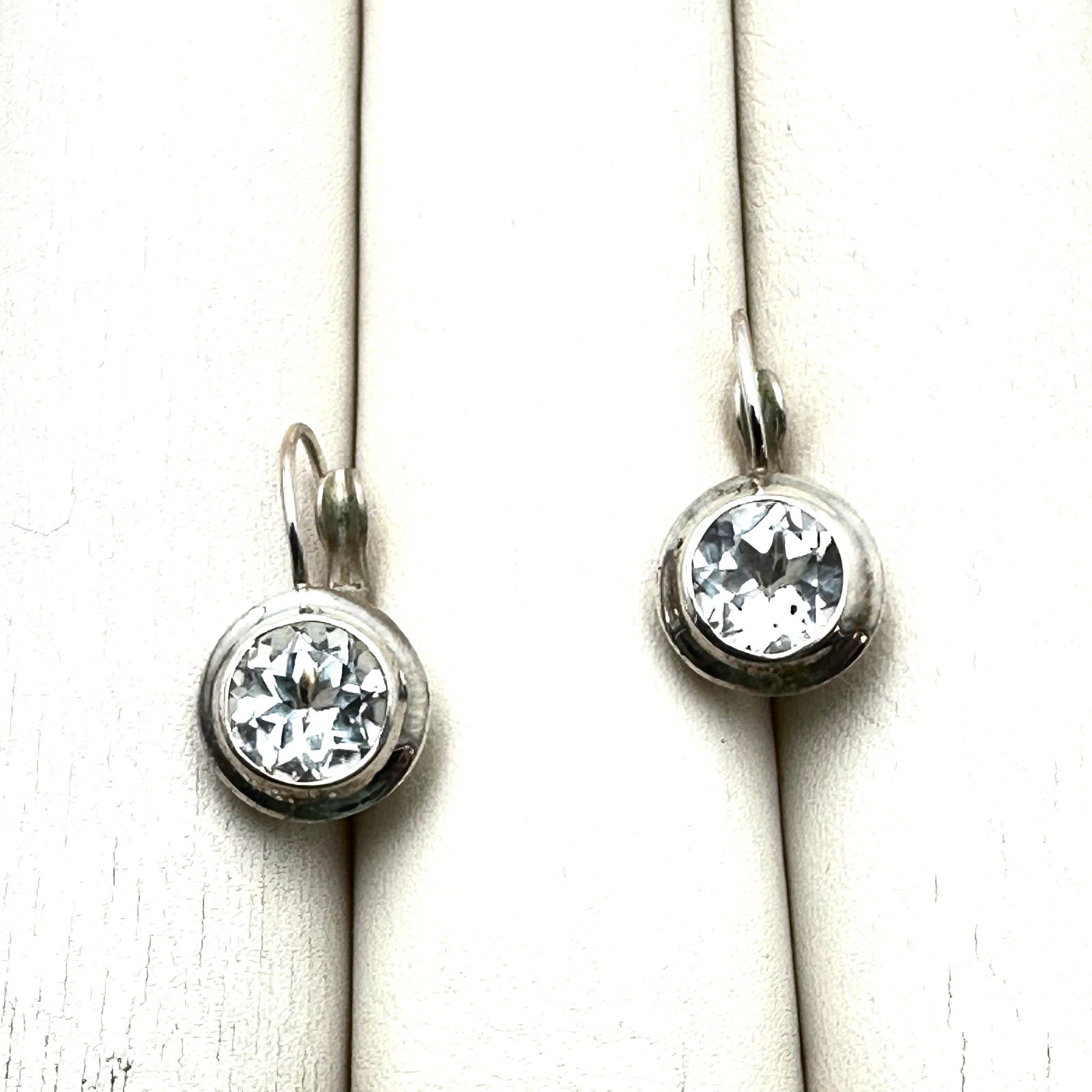 Vintage Joseph Esposito White Topaz Sterling Silver Pierced 1 Inch Earrings: Vintage Joseph Esposito White Topaz Sterling Silver Pierced 1 Inch Earrings