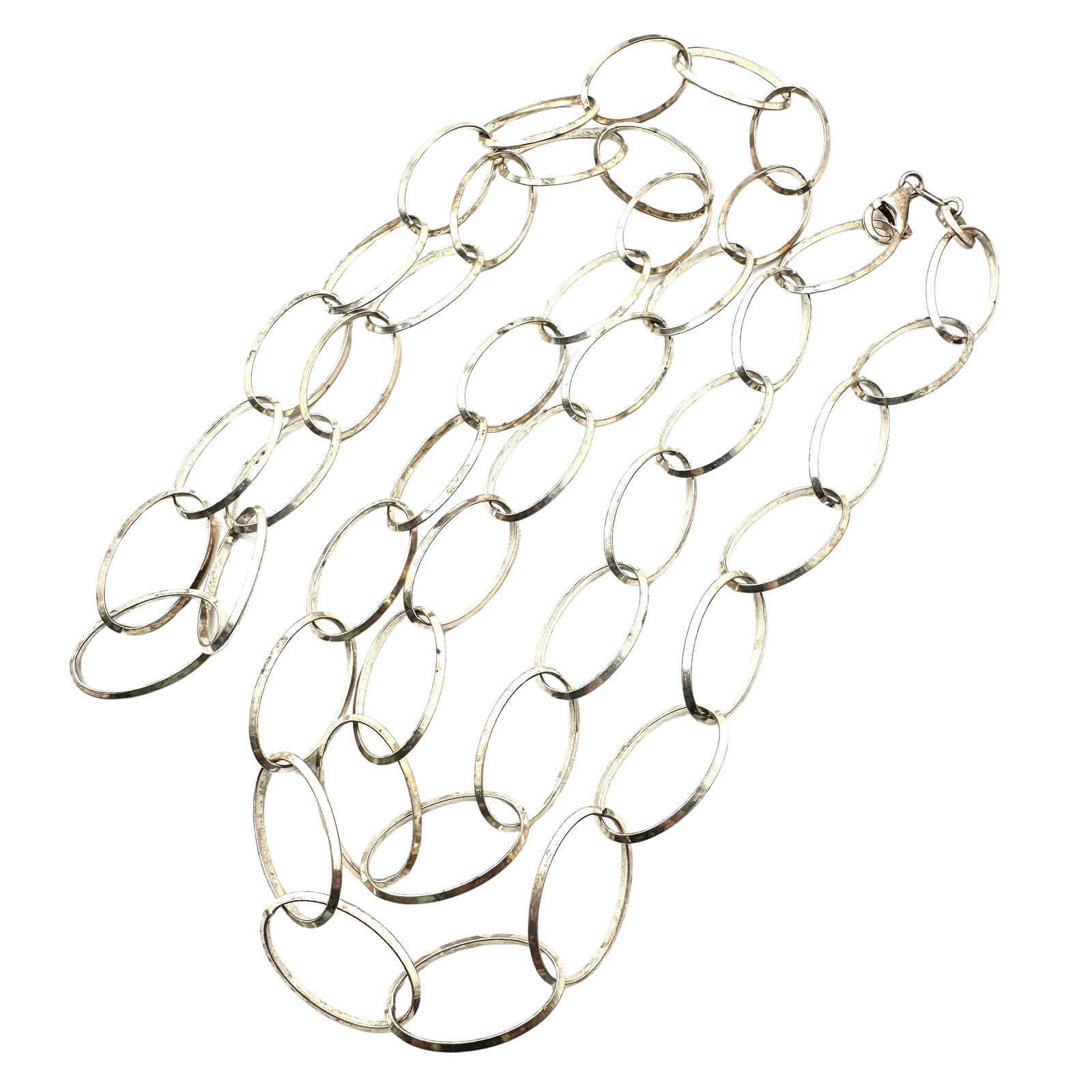 Oval Link Sterling Silver Necklace 32 Inch Long Length 28 Grams (1 of 2)
