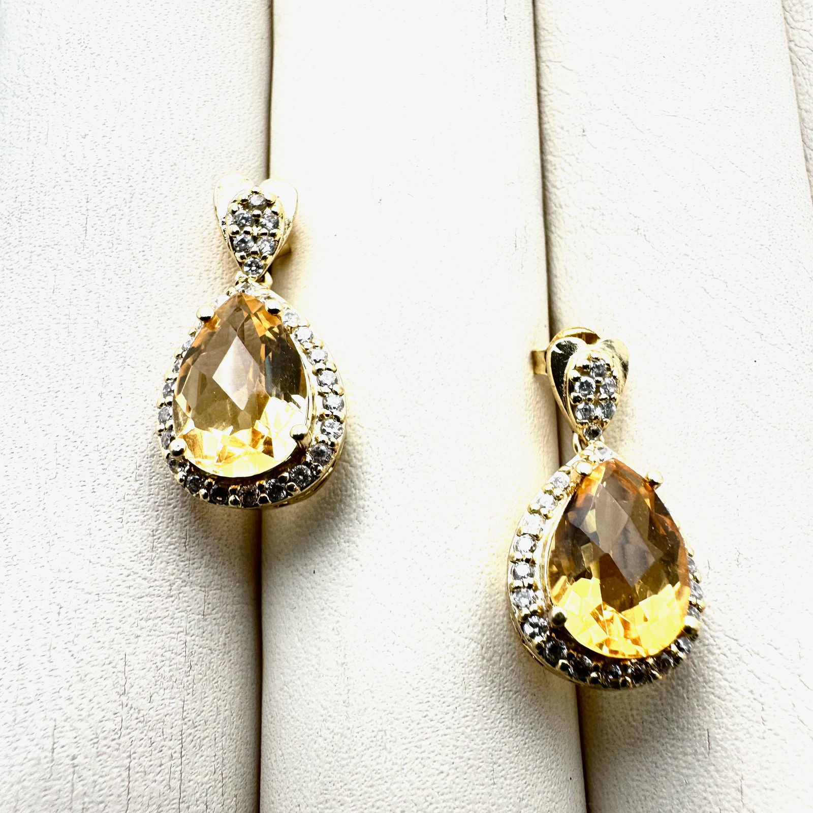 Yellow Gemstone Gold Over Sterling Silver Pierced Earrings 1 Inch: Yellow Gemstone Gold Over Sterling Silver Pierced Earrings 1 Inch