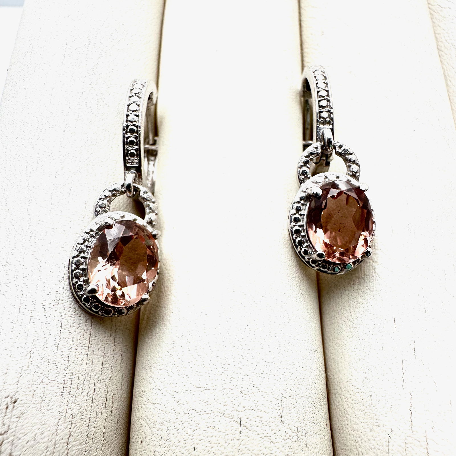 Karis Light Pink Gemstone Sterling Silver Pierced Earrings 1.25 Inch (1 of 2)