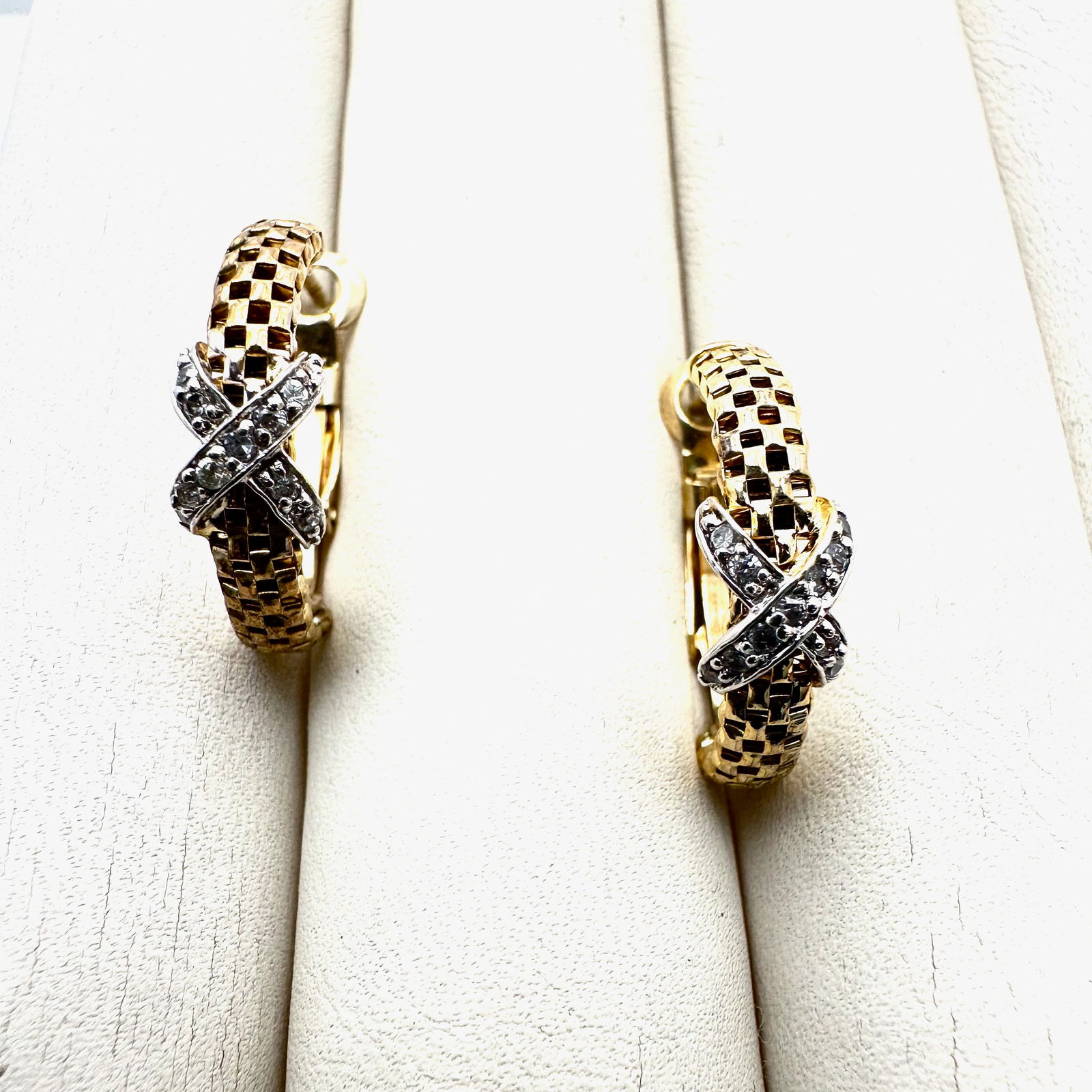 Diamond Gold Over Sterling Silver 1 Inch Cross Design Pierced Earrings: Diamond Gold Over Sterling Silver 1 Inch Cross Design Pierced Earrings