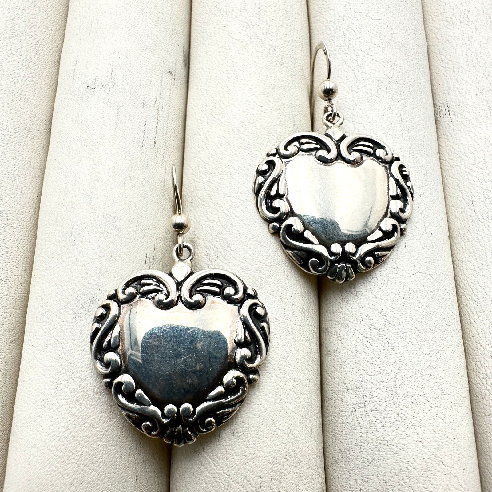 Sterling Silver Heart Design Chandelier Pierced Earrings 1.5 Inch 10 Grams: Sterling Silver Heart Design Chandelier Pierced Earrings 1.5 Inch 10 Grams