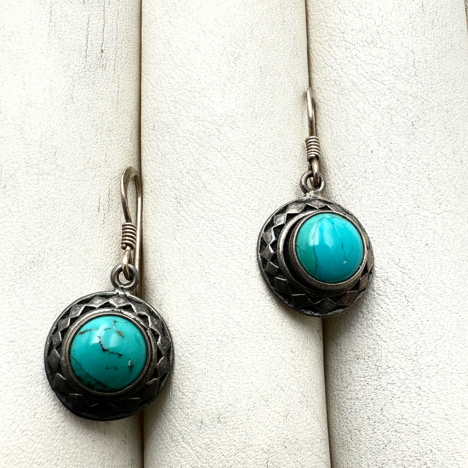 Blue Turquoise Sterling Silver Pierced Earrings 1 Inch: Blue Turquoise Sterling Silver Pierced Earrings 1 Inch