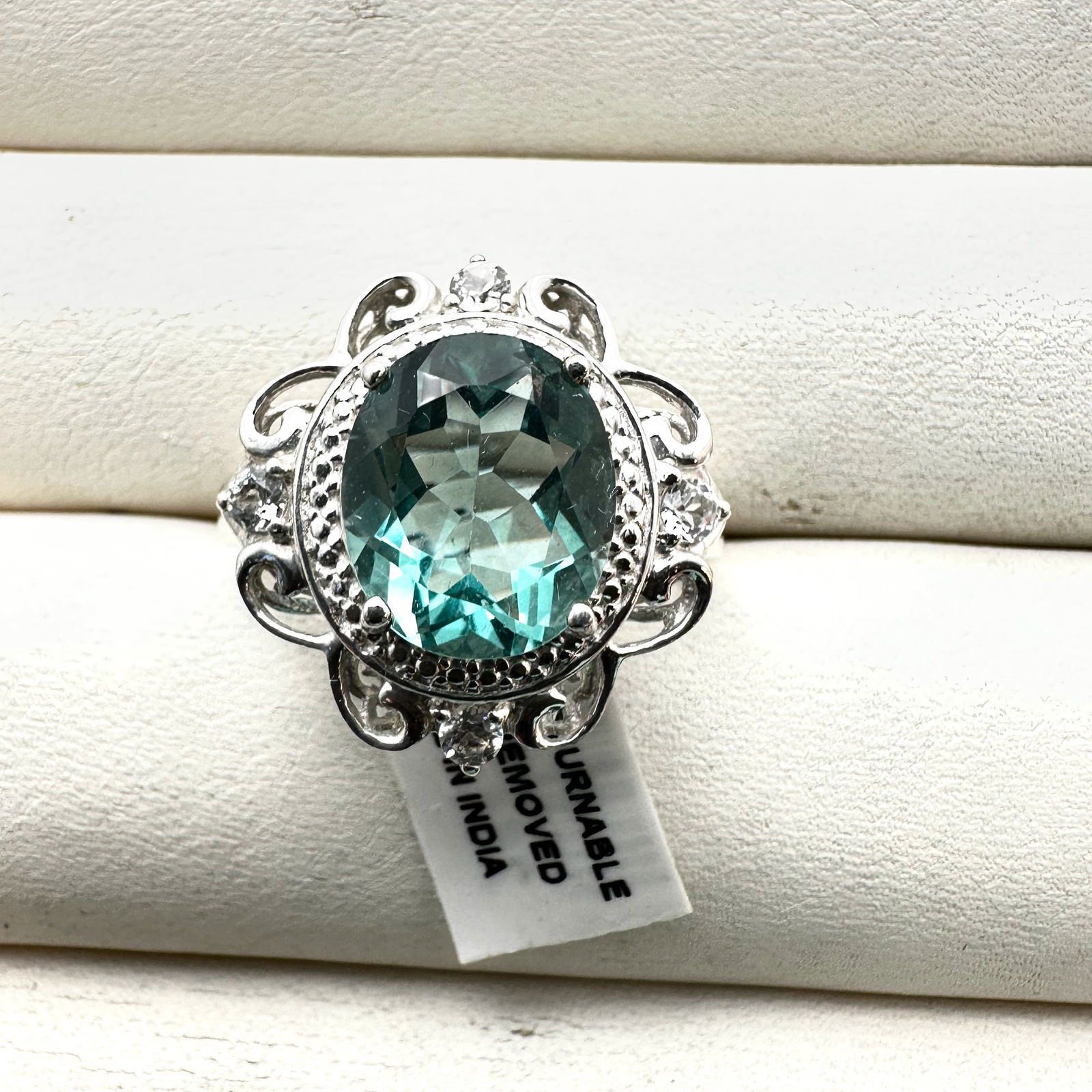 Karis STS Blue Gemstone Rhodium Plated Ring Size 9 (1 of 2)