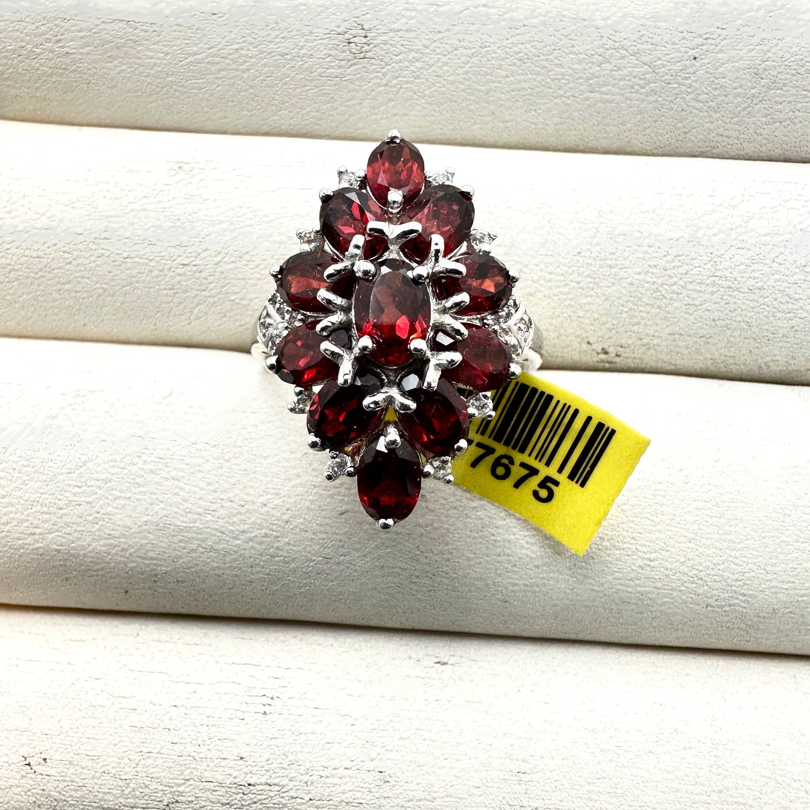 Garnet Cluster Sterling Silver Ring Size 10 Original Tag Attached 6.2 Grams (1 of 2)