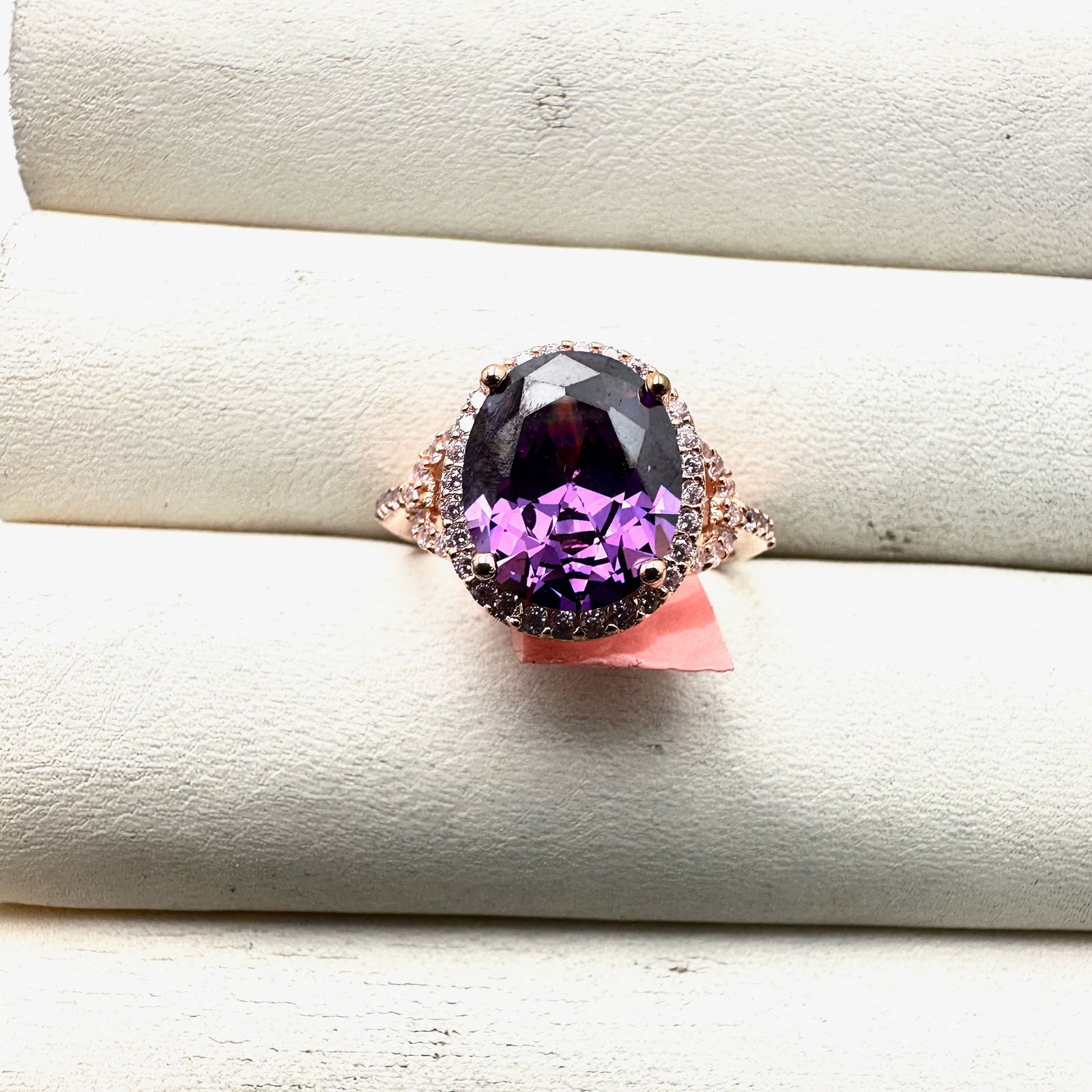 Diamond And Purple Gemstone Rose Gold Over Sterling Silver Ring Size 8 Original Tag (1 of 2)