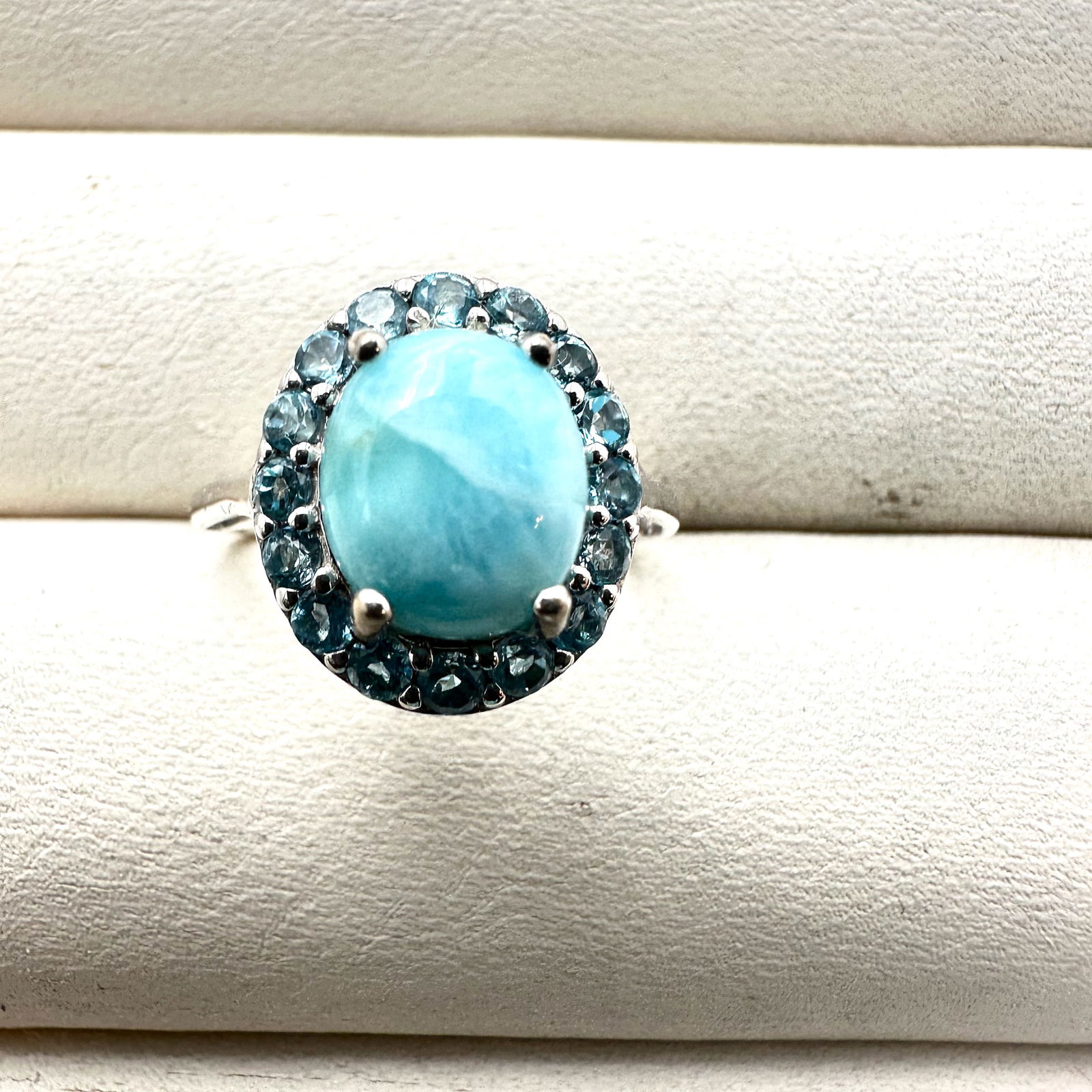 Larimar And Blue Topaz Sterling Silver Ring Size 5: Larimar And Blue Topaz Sterling Silver Ring Size 6