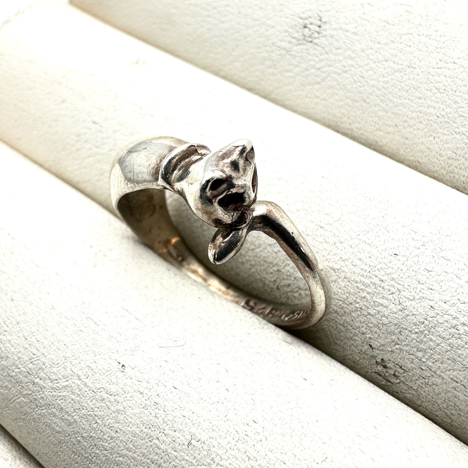 Cat Design Sterling Silver Ring Size Set at 7.5 But Adjustable (1 of 2)