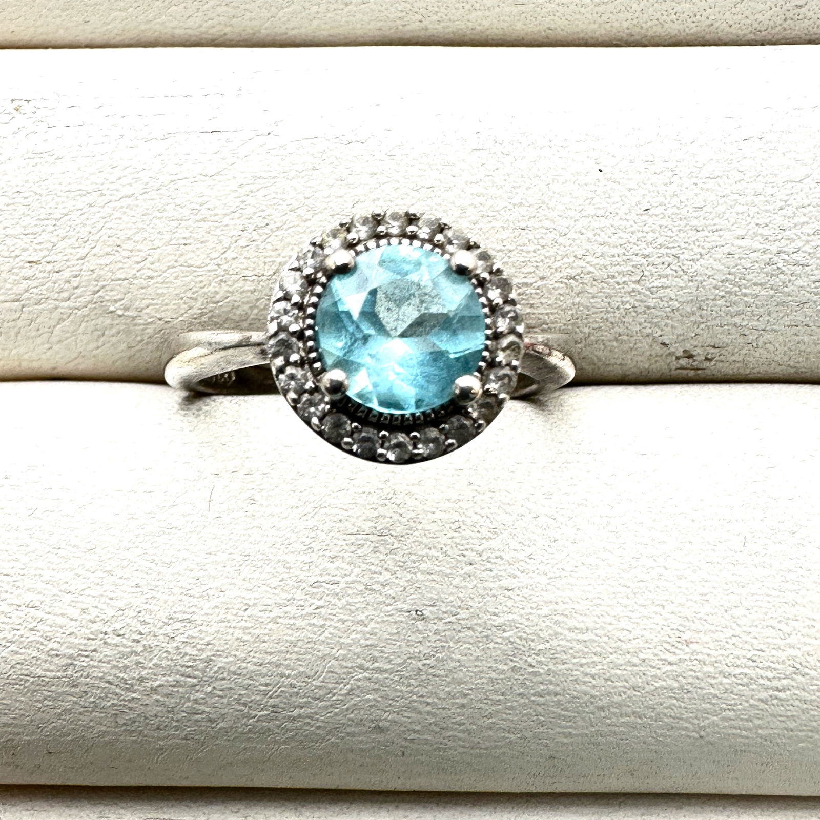 Blue Topaz Sterling Silver Ring Size 7.5 Weight 3.5 Grams (1 of 2)