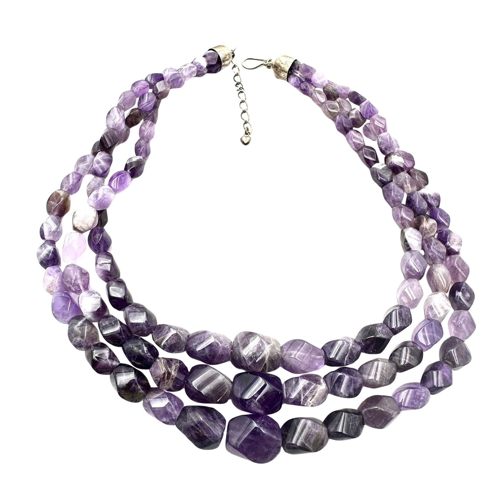 Jay King Mine Finds Amethyst 3 Strand Sterling Silver Necklace 18 to 20 inch (1 of 2)